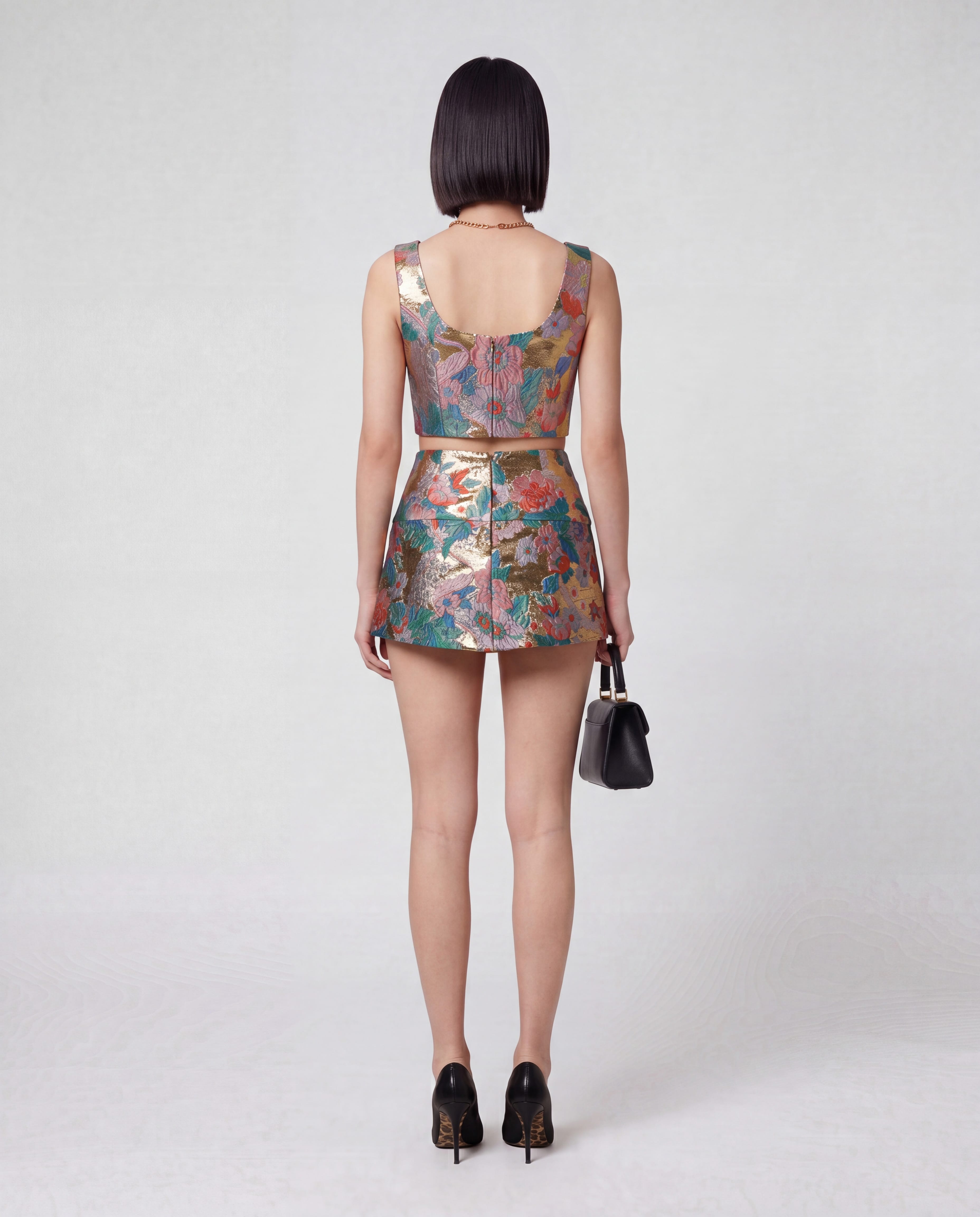 Dolce & Gabbana Dolce & Gabbana Metallic Floral Brocade Mini Skirt