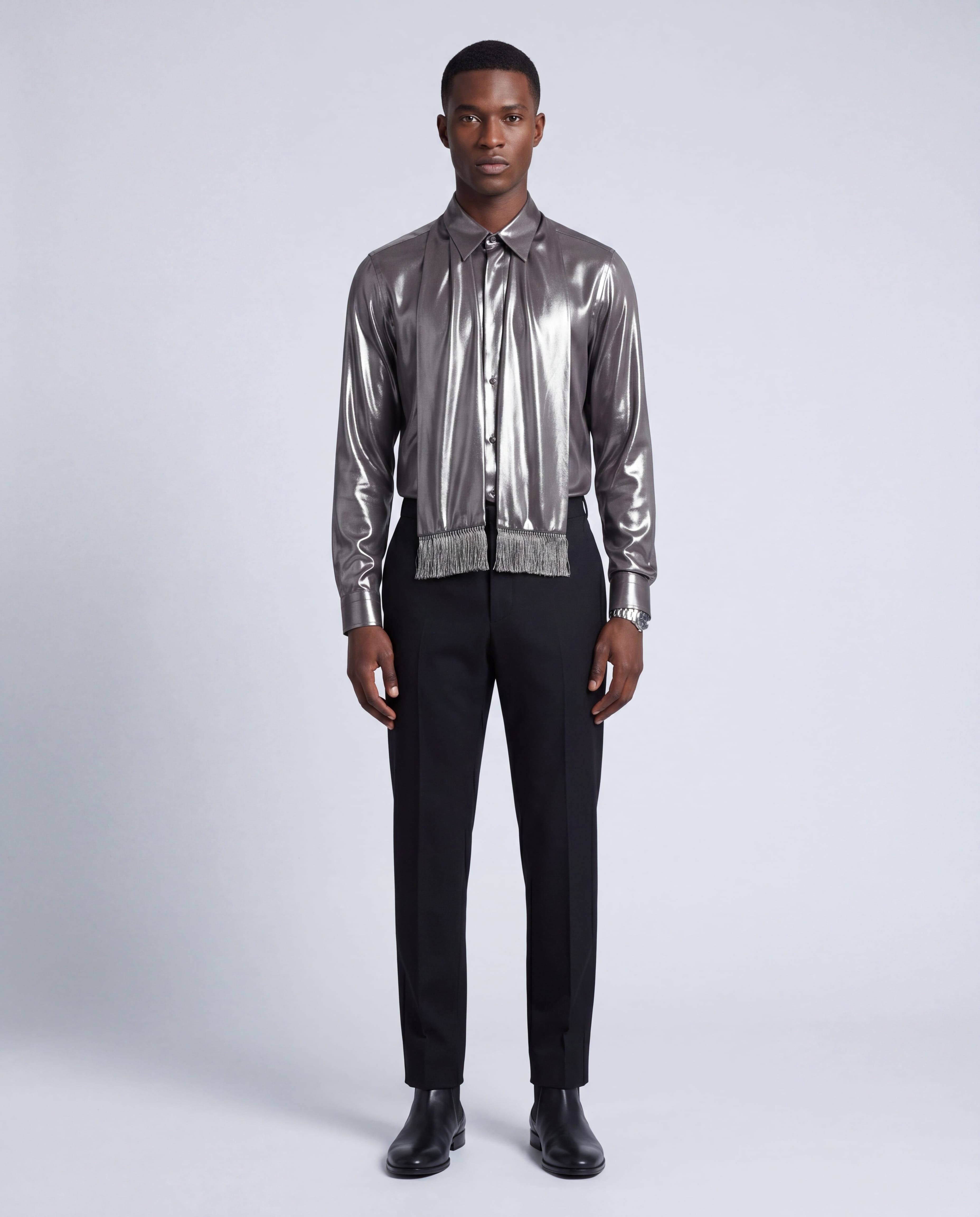 Dolce & Gabbana Metallic Fringe Dress Shirt - alternate view