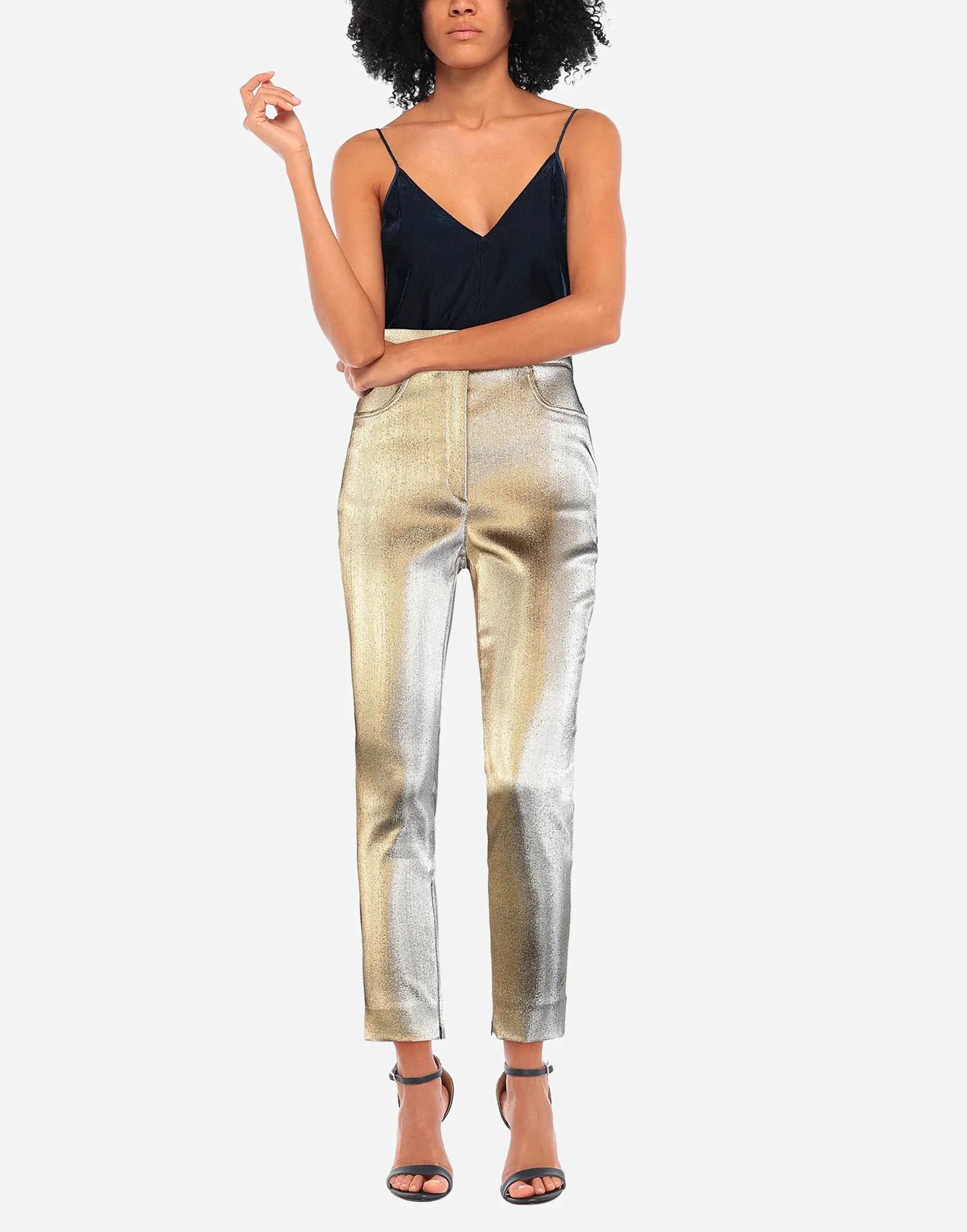 Dolce & Gabbana Metallic High-Waisted Slim-Fit Trousers