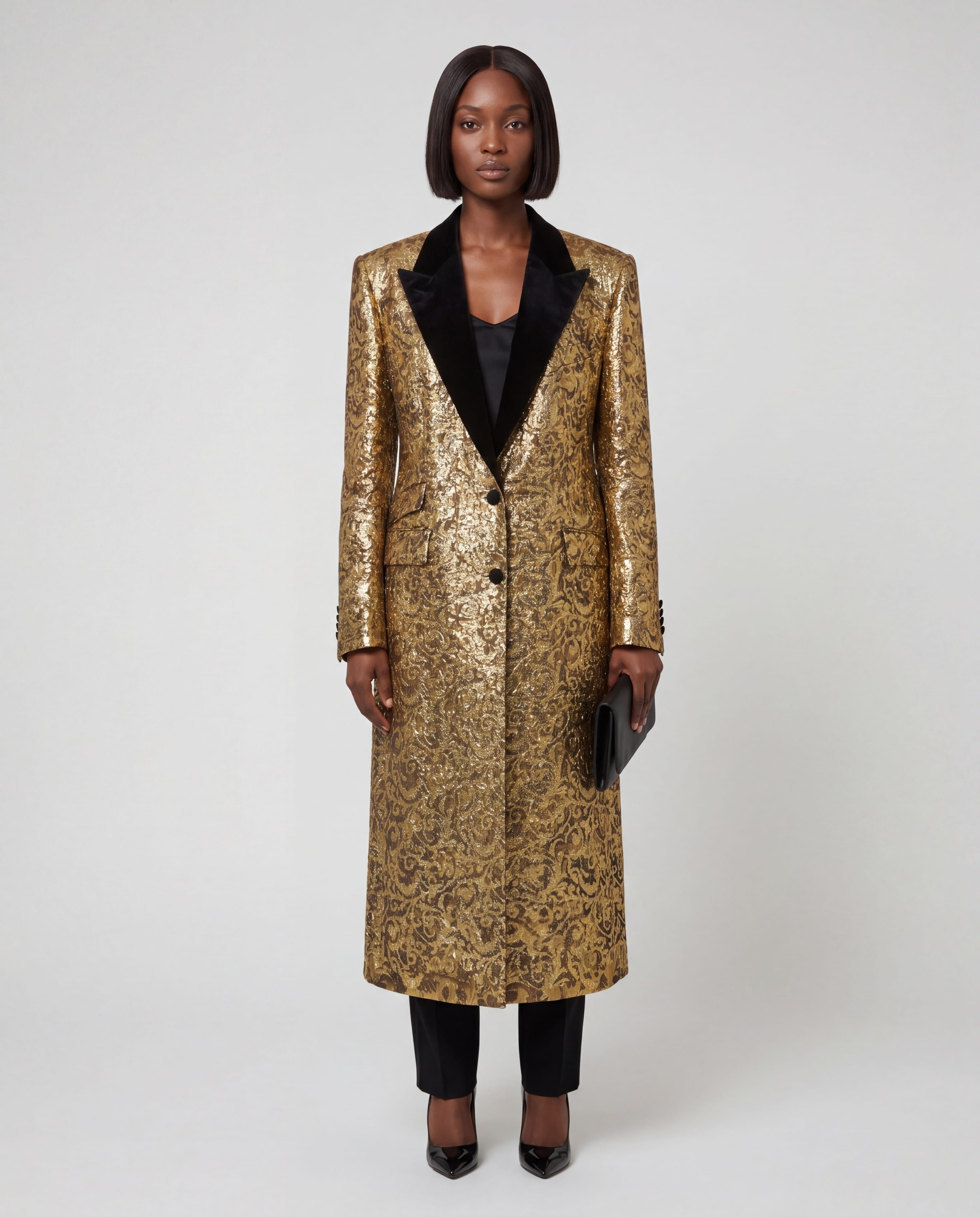 Dolce & Gabbana Metallic Jacquard Long Coat - alternate view
