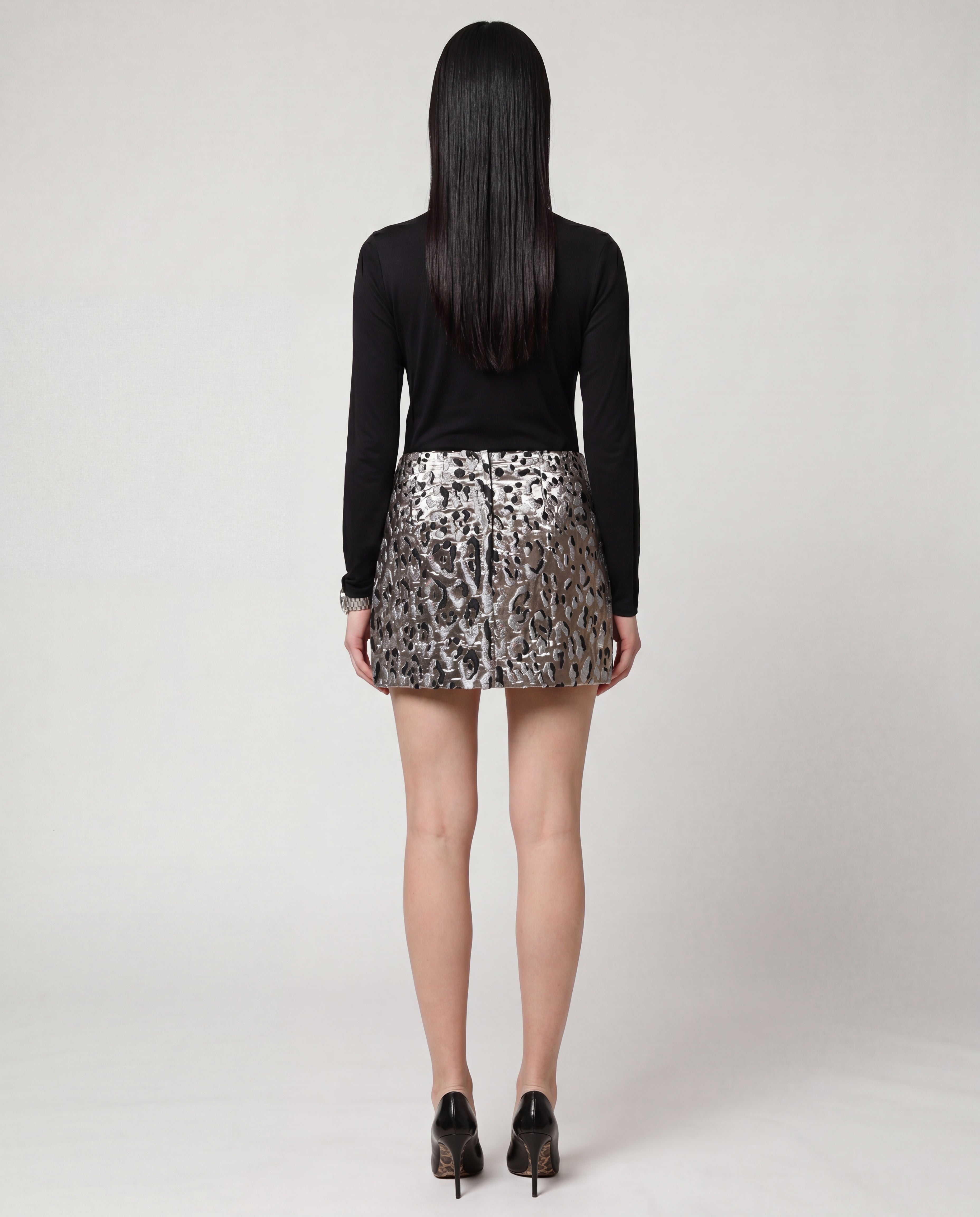 Dolce & Gabbana Metallic Leopard Jacquard Mini Skirt