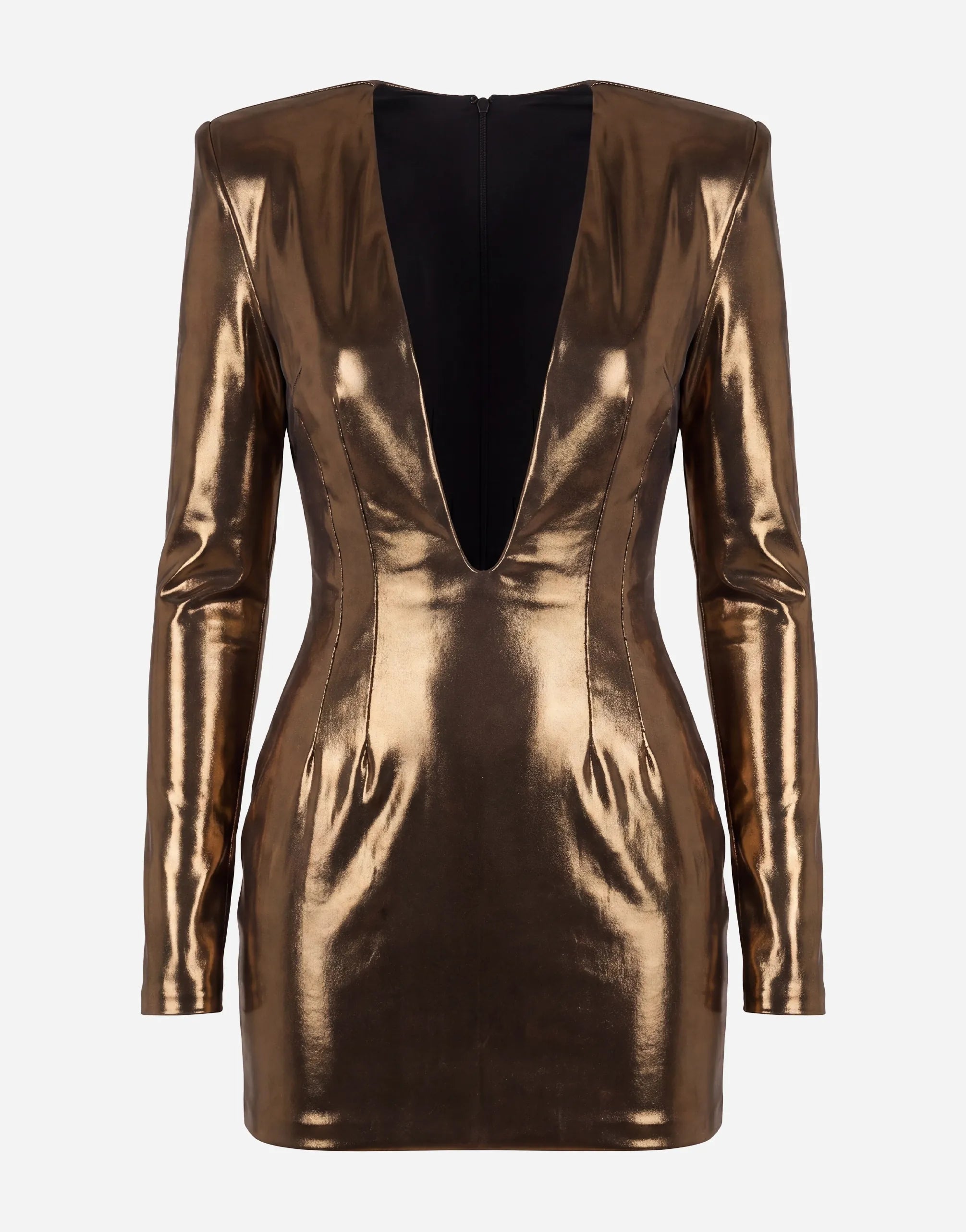 Dolce & Gabbana Metallic Sculpted Deep V Mini Dress