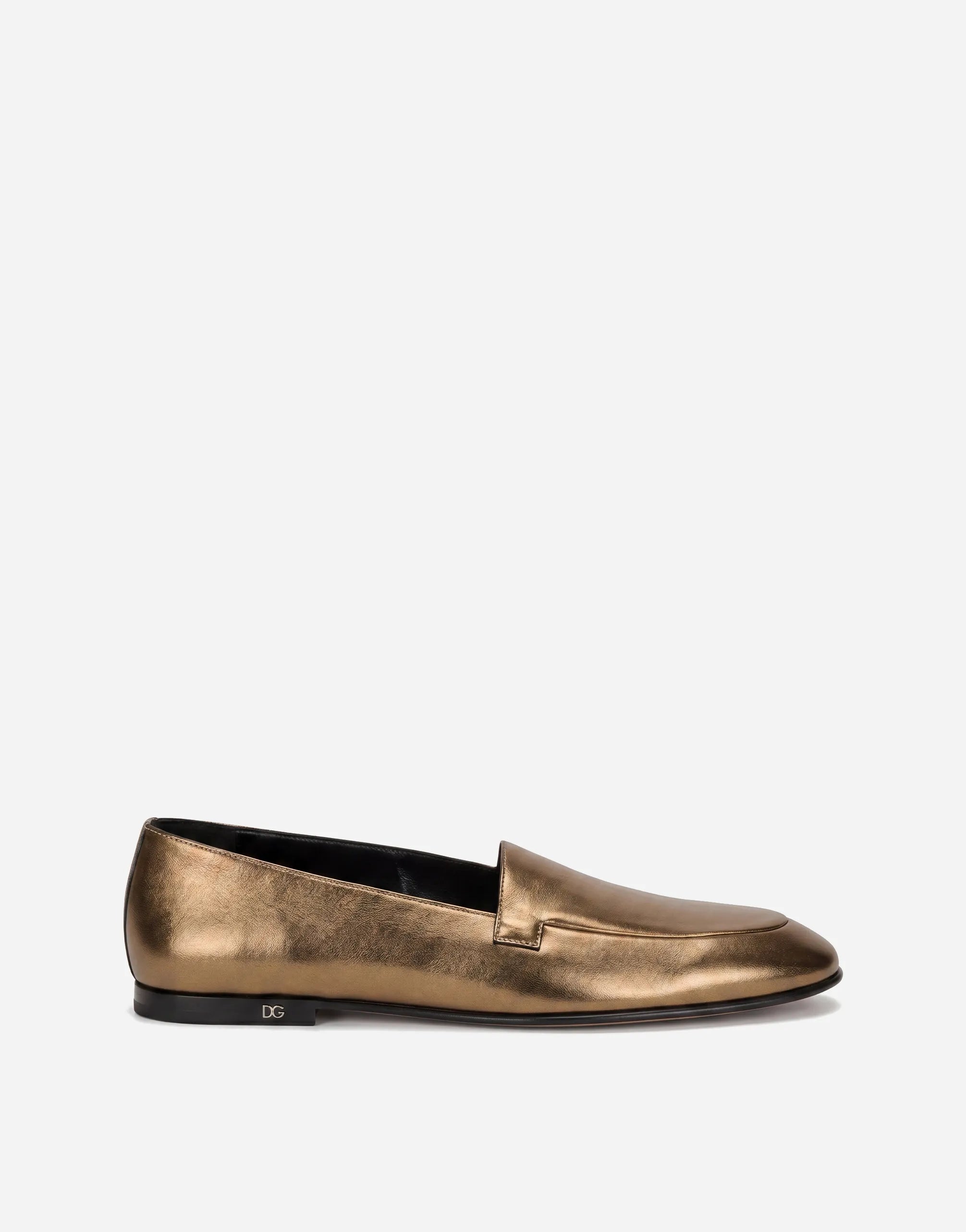 Dolce & Gabbana Metallic Slip-On Leather Loafers