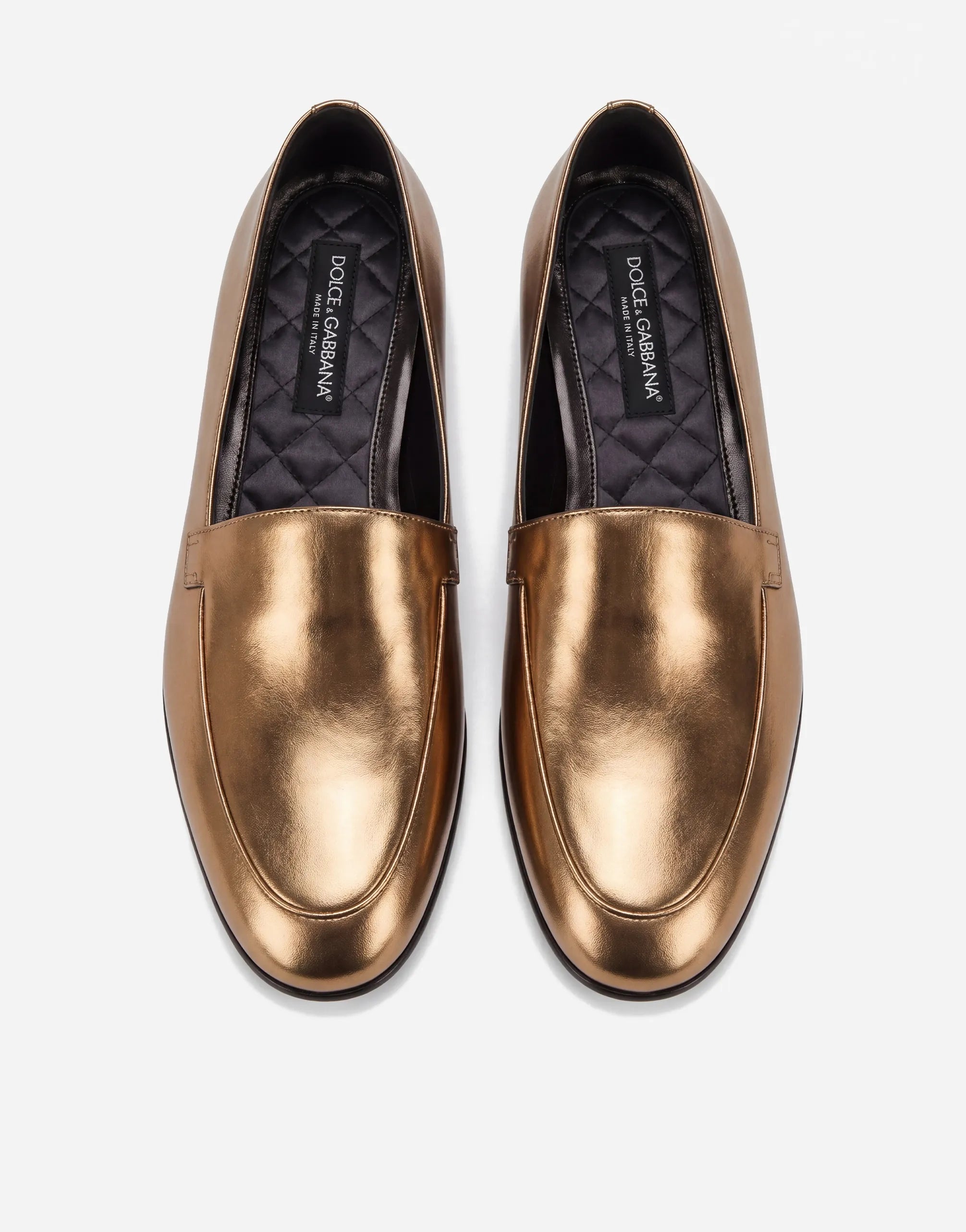 Dolce & Gabbana Metallic Slip-On Leather Loafers