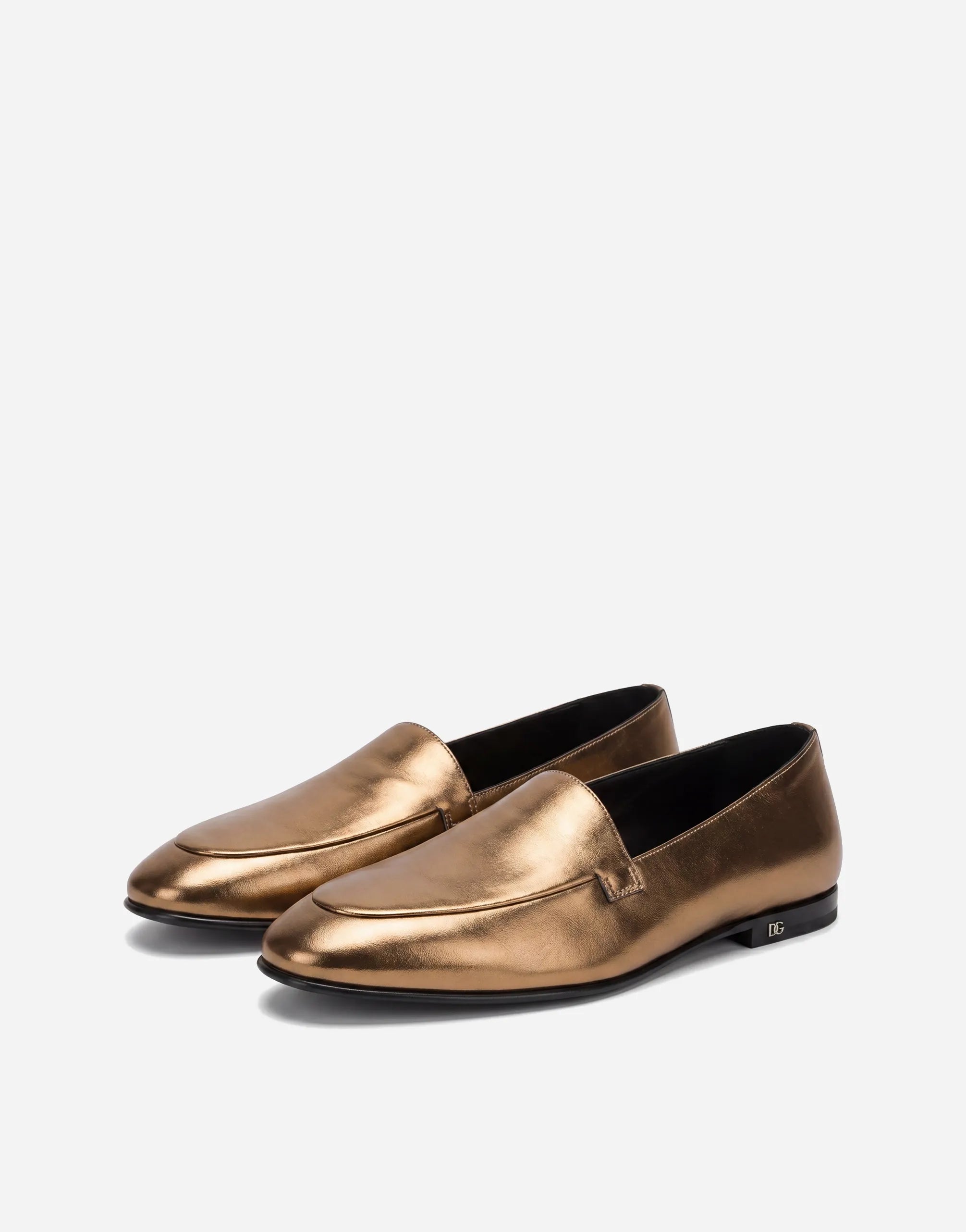 Dolce & Gabbana Metallic Slip-On Leather Loafers