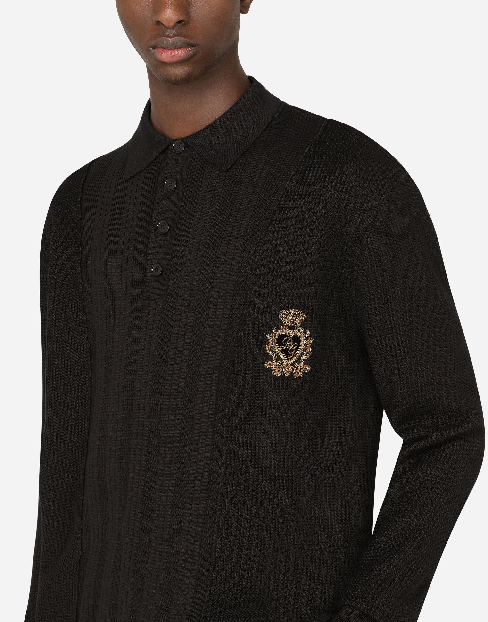 Dolce & Gabbana Mixed Knit Polo-Style Sweatshirt