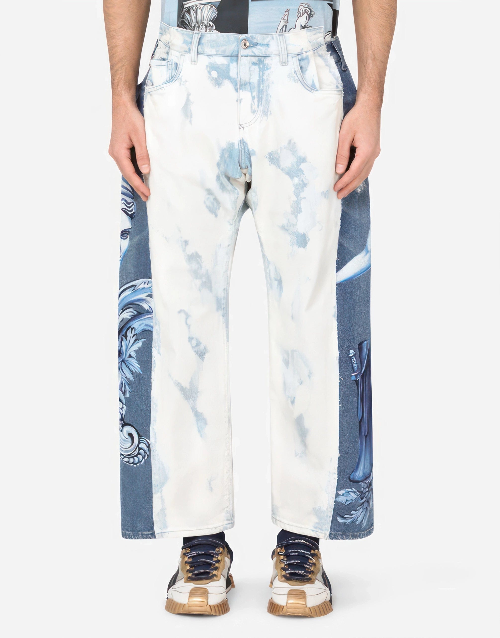 Dolce & Gabbana Mixed Loose-Fit Jeans