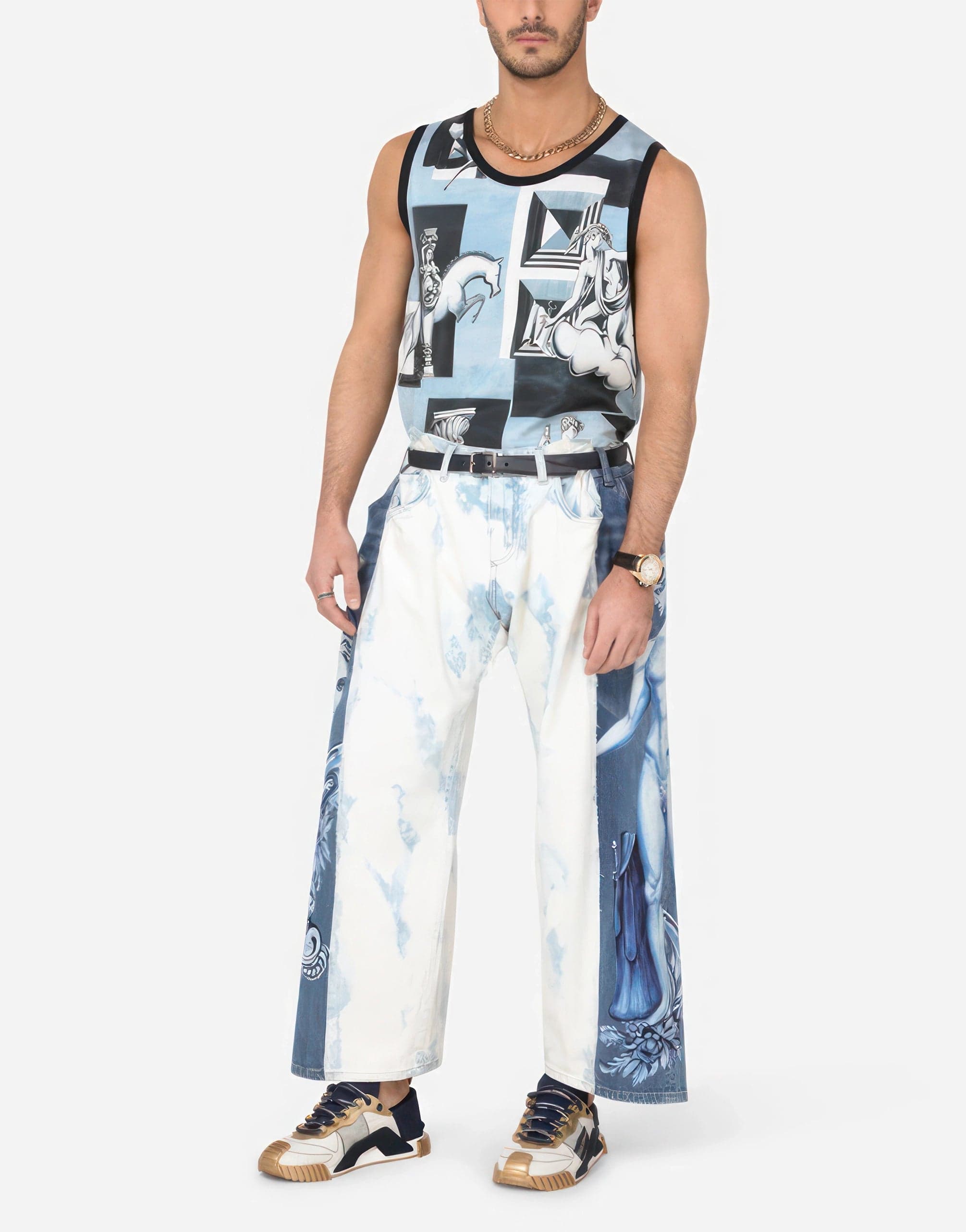 Dolce & Gabbana Mixed Loose-Fit Jeans