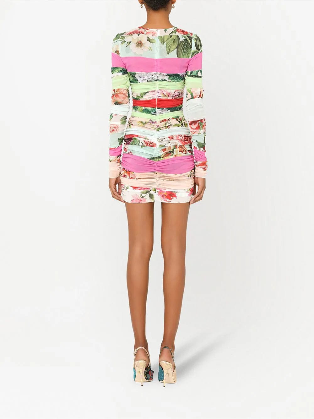Dolce & Gabbana Mixed-Print Long-Sleeve Dress