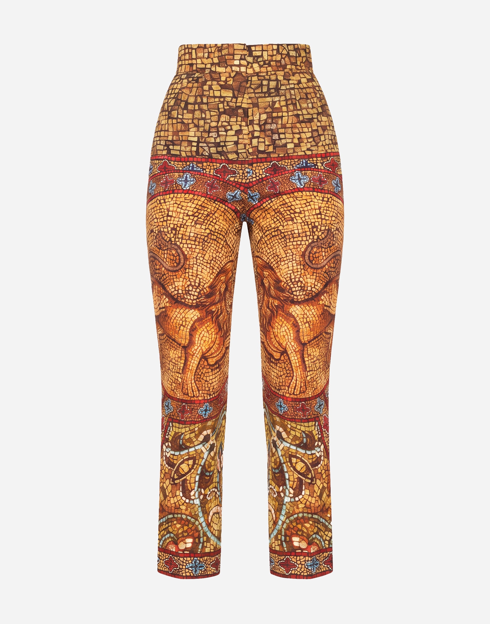 Calça cropped de cintura alta com estampa de cavalo em mosaico Dolce & Gabbana