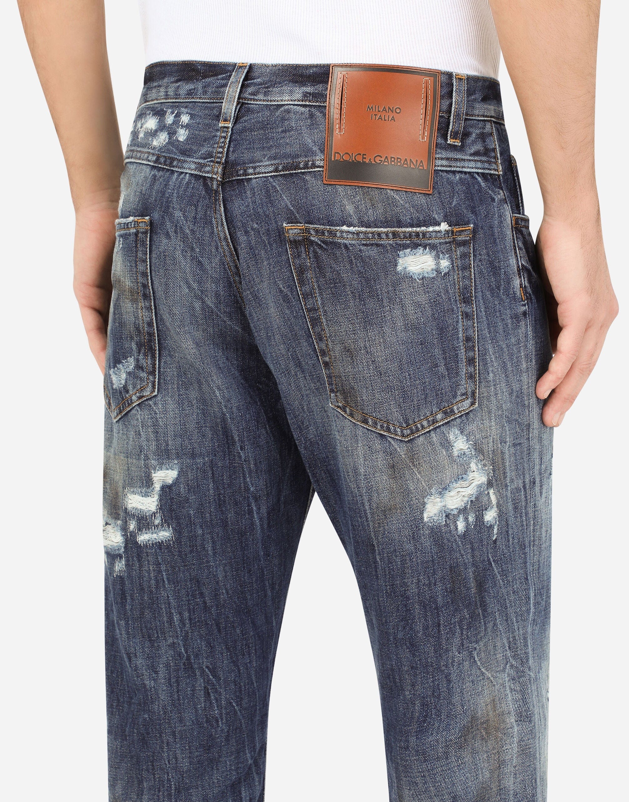 Dolce & Gabbana Mud-Effect Detailing Jeans