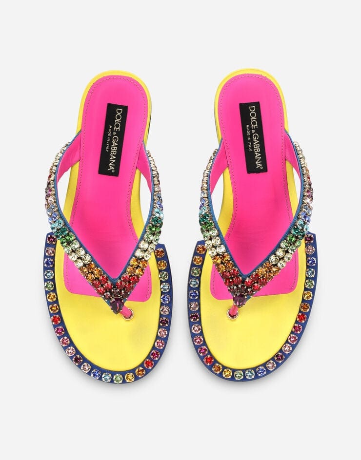 Dolce & Gabbana Multi-Colored Crystal-Embellished Leather Sandals