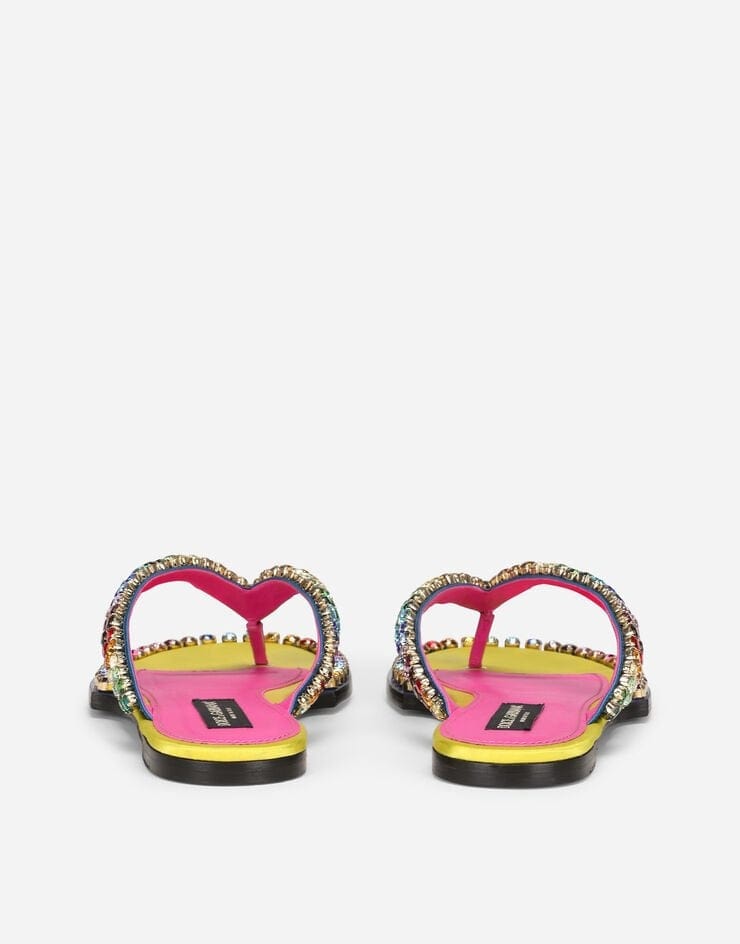 Dolce & Gabbana Multi-Colored Crystal-Embellished Leather Sandals