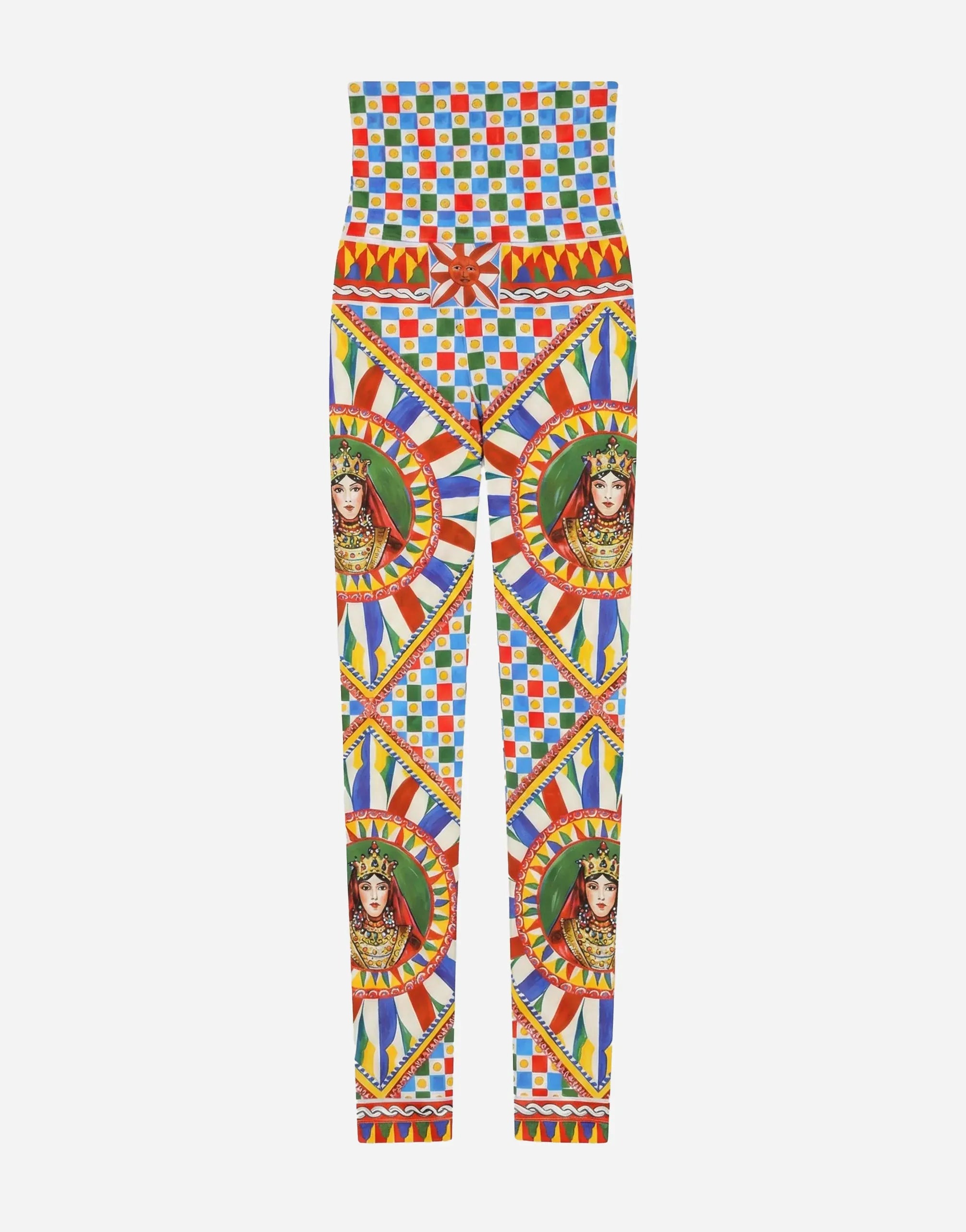 Dolce & Gabbana Multicolor Carretto Print High-Waisted Leggings
