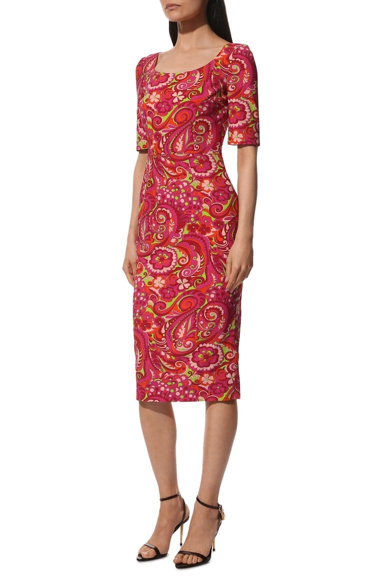 Dolce & Gabbana Multicolor Fitted Midi Dress