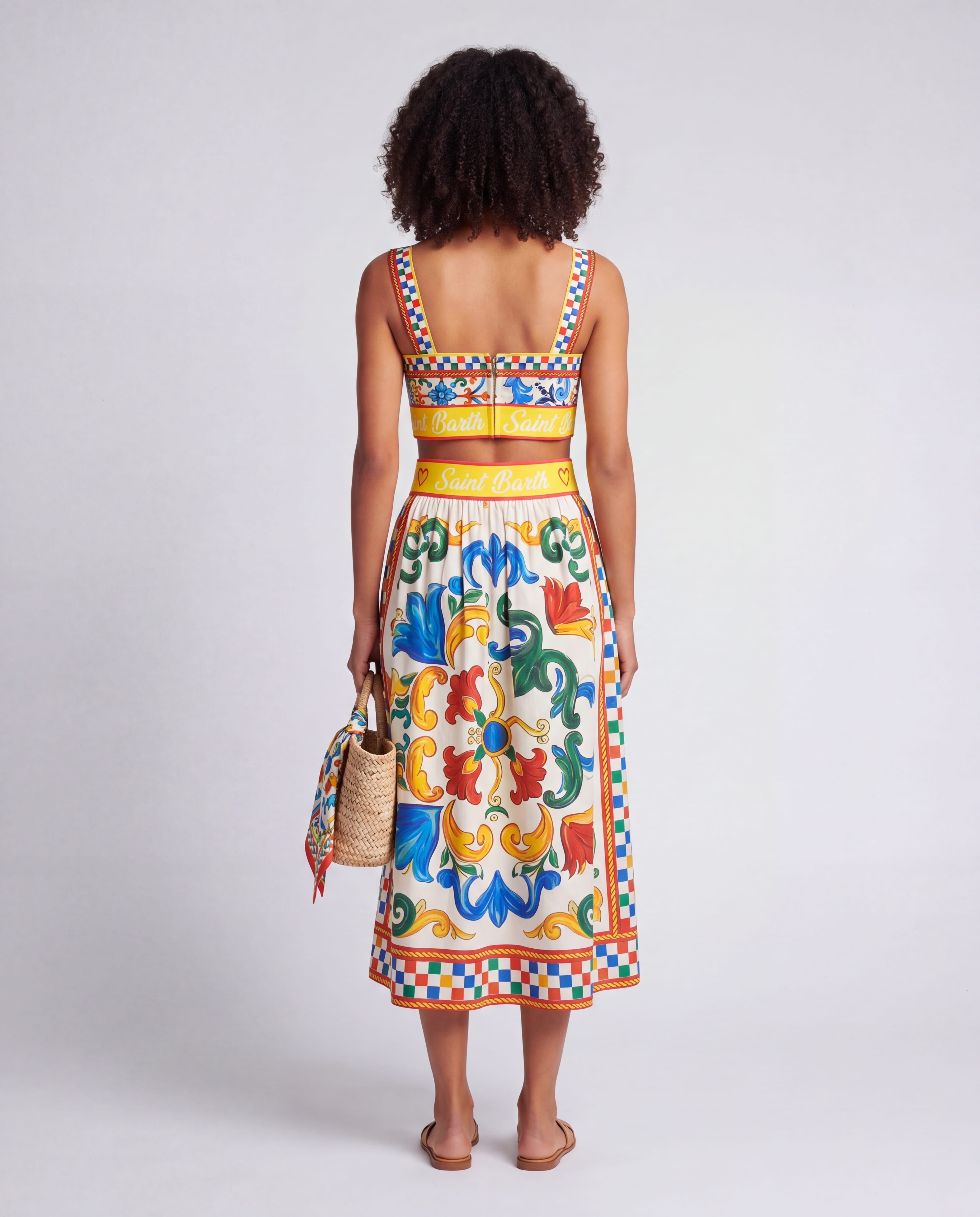 Dolce & Gabbana Dolce & Gabbana Multicolor Majolica Printed Bralette Top