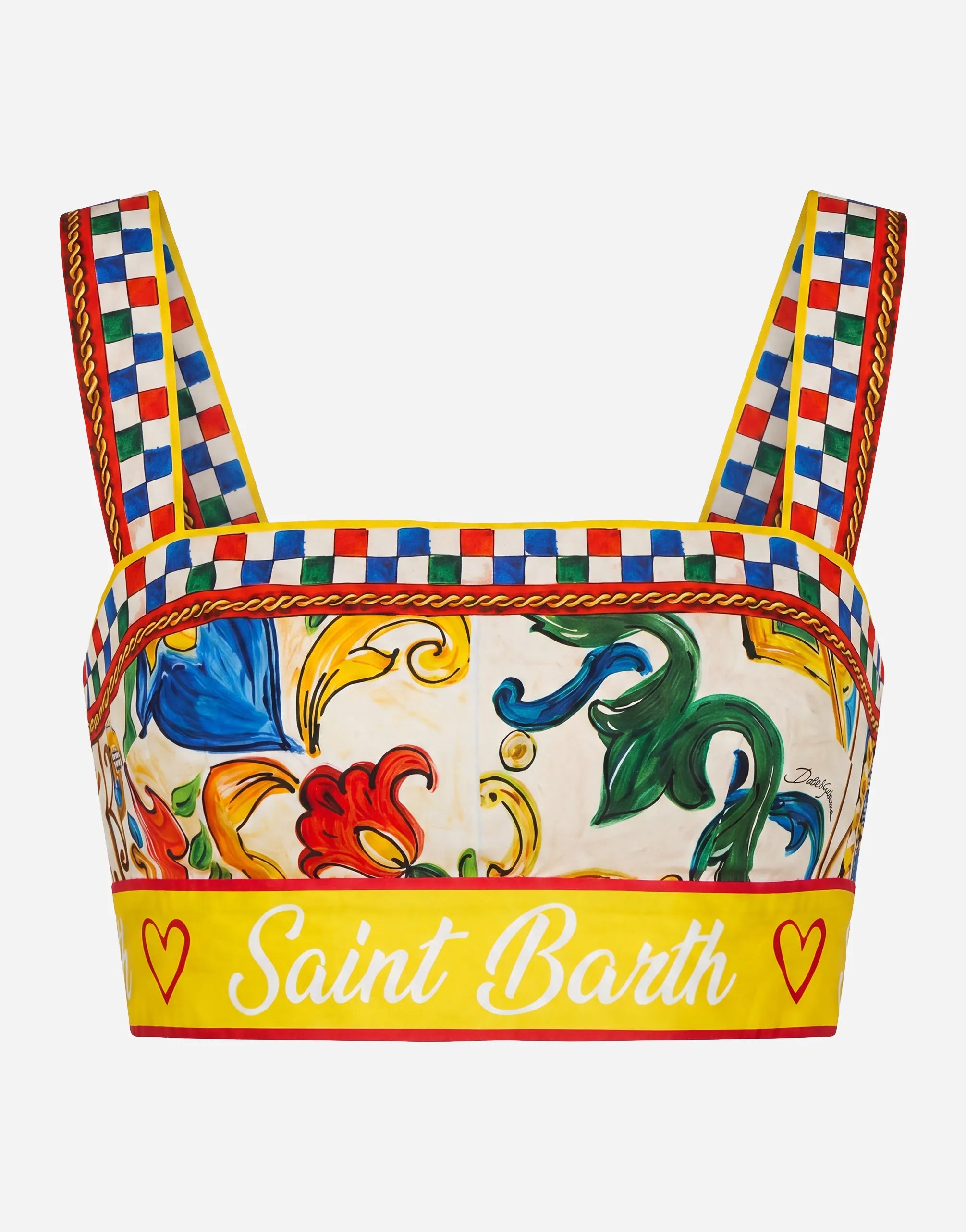 Dolce & Gabbana Dolce & Gabbana Multicolor Majolica Printed Bralette Top