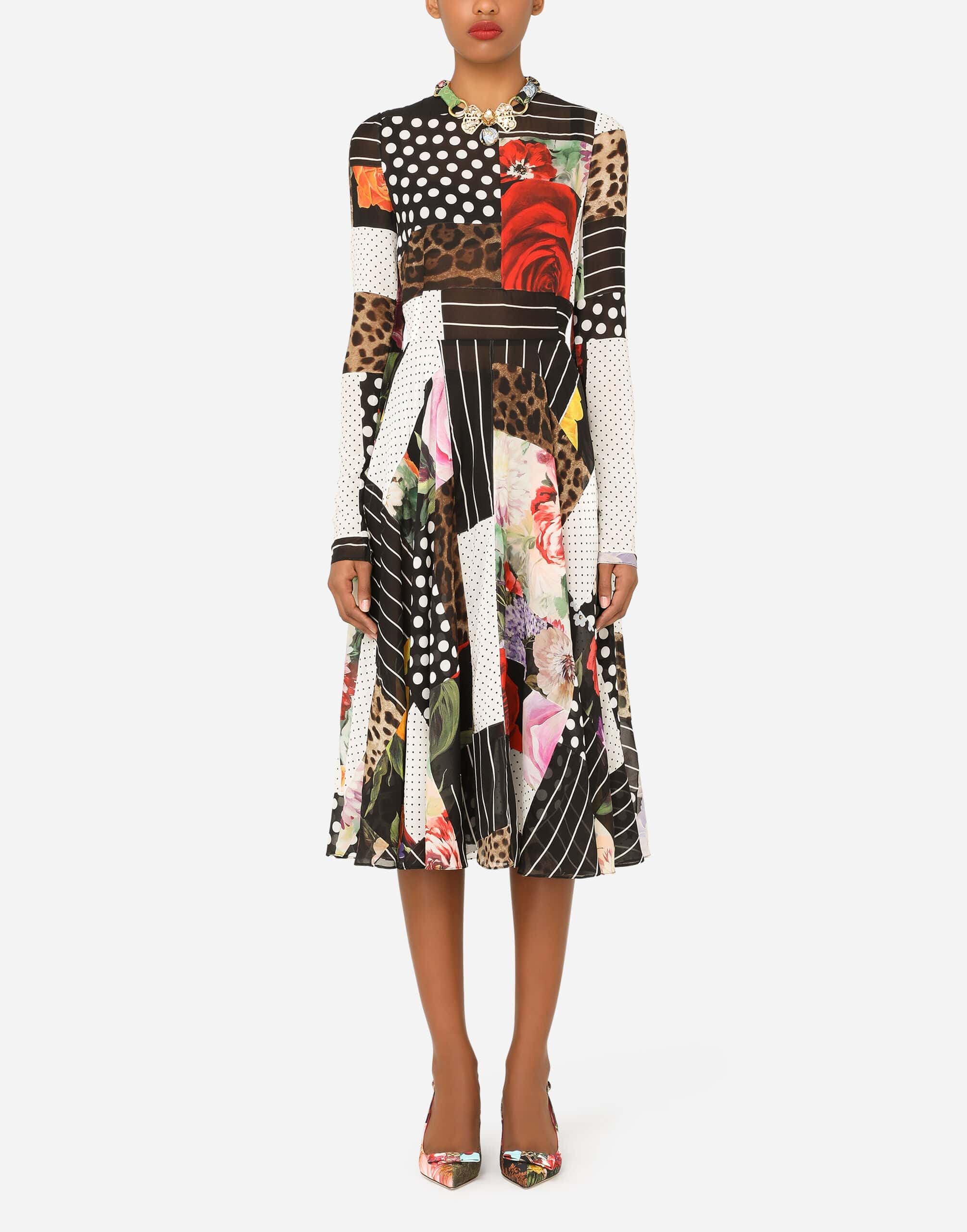 Dolce & Gabbana Multicolor Patchwork Leopard Dress
