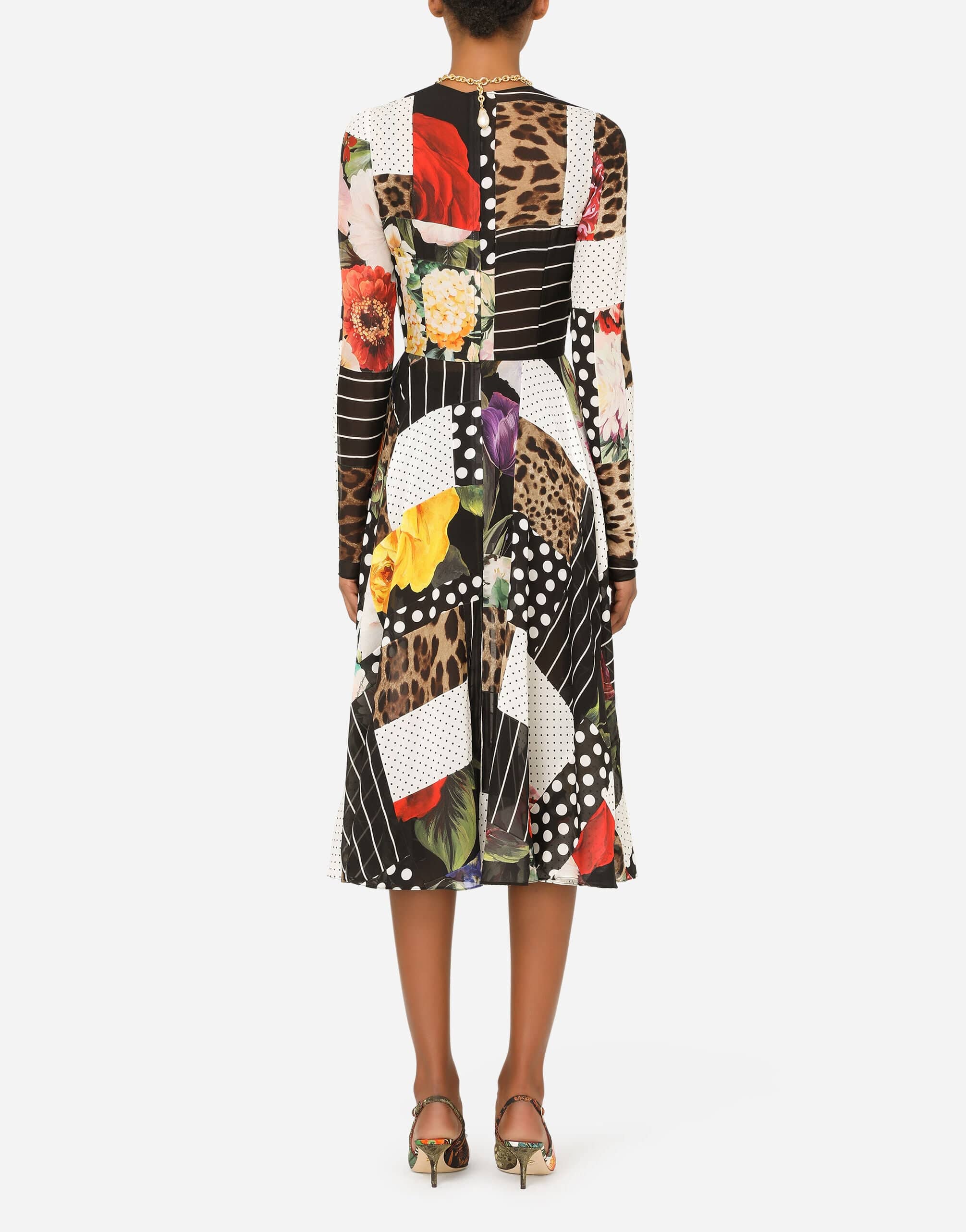 Dolce & Gabbana Multicolor Patchwork Leopard Dress