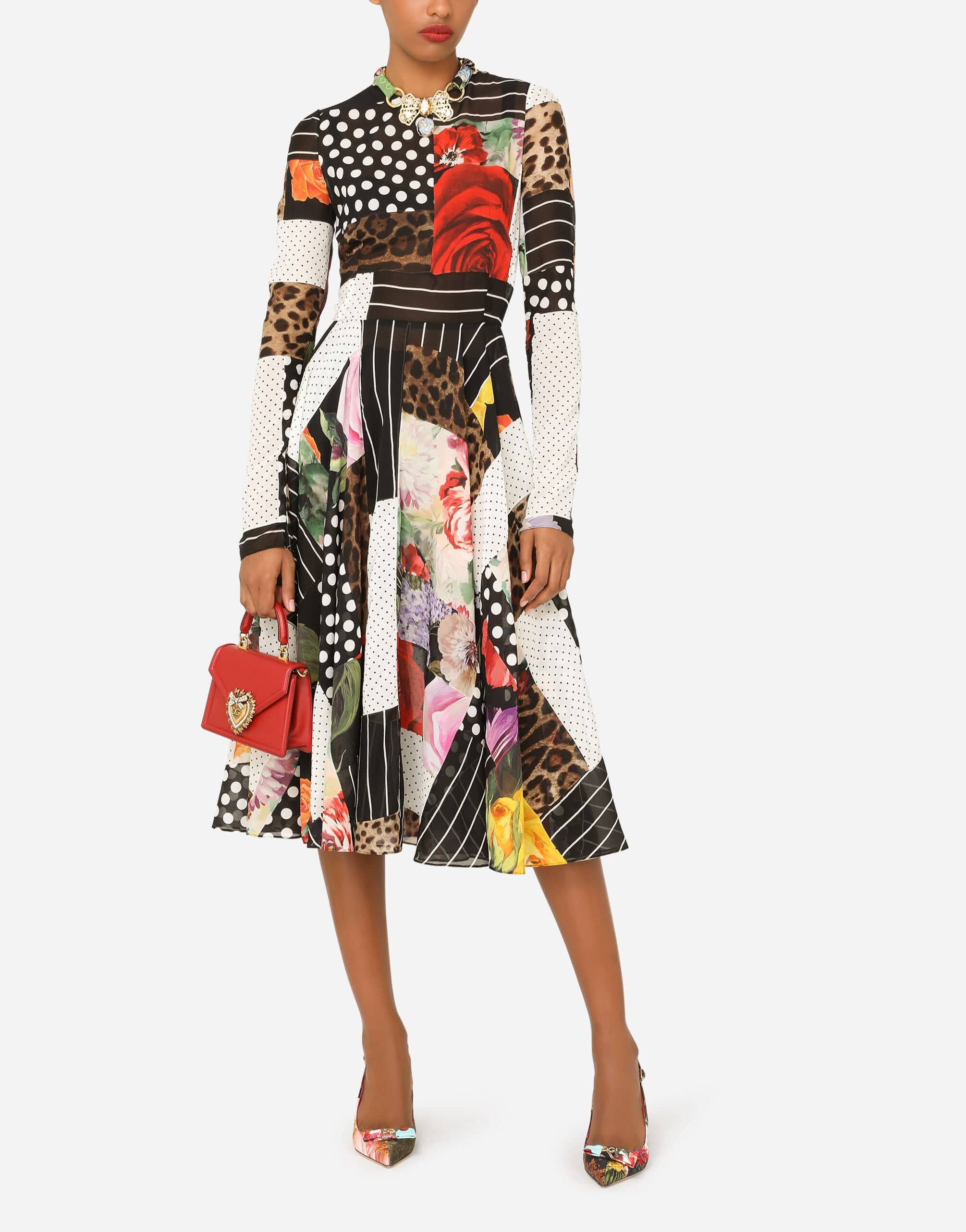 Dolce & Gabbana Multicolor Patchwork Leopard Dress