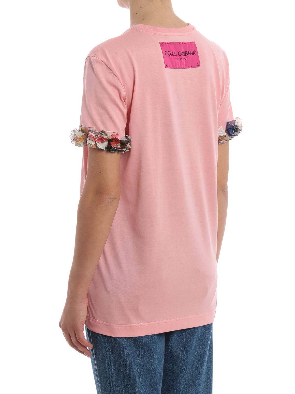 Dolce & Gabbana Multicolor Silk Ruffle T-Shirt