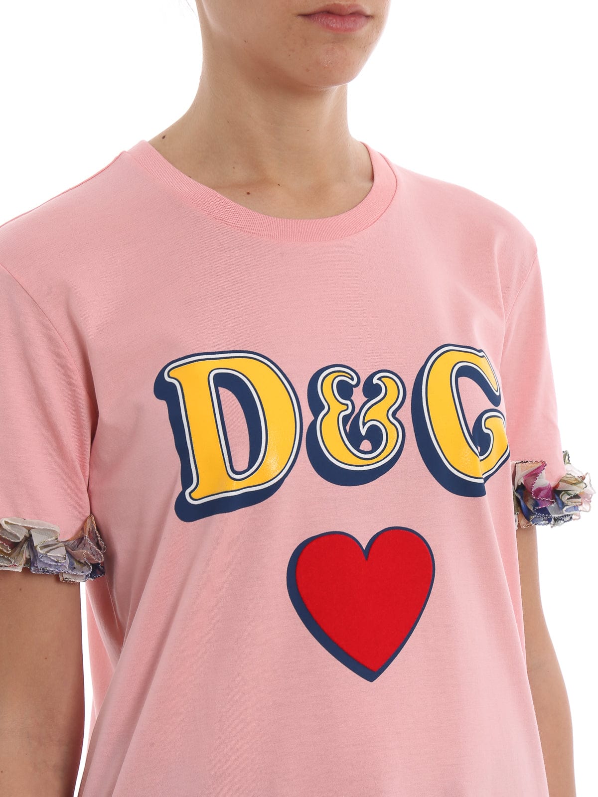 Dolce & Gabbana Multicolor Silk Ruffle T-Shirt
