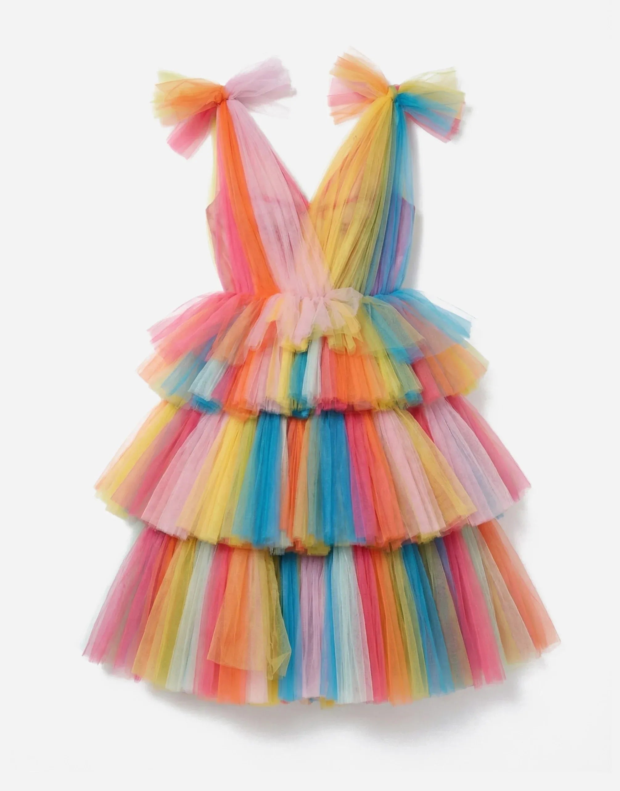 Dolce & Gabbana Multicolor Tiered Tulle Midi Dress