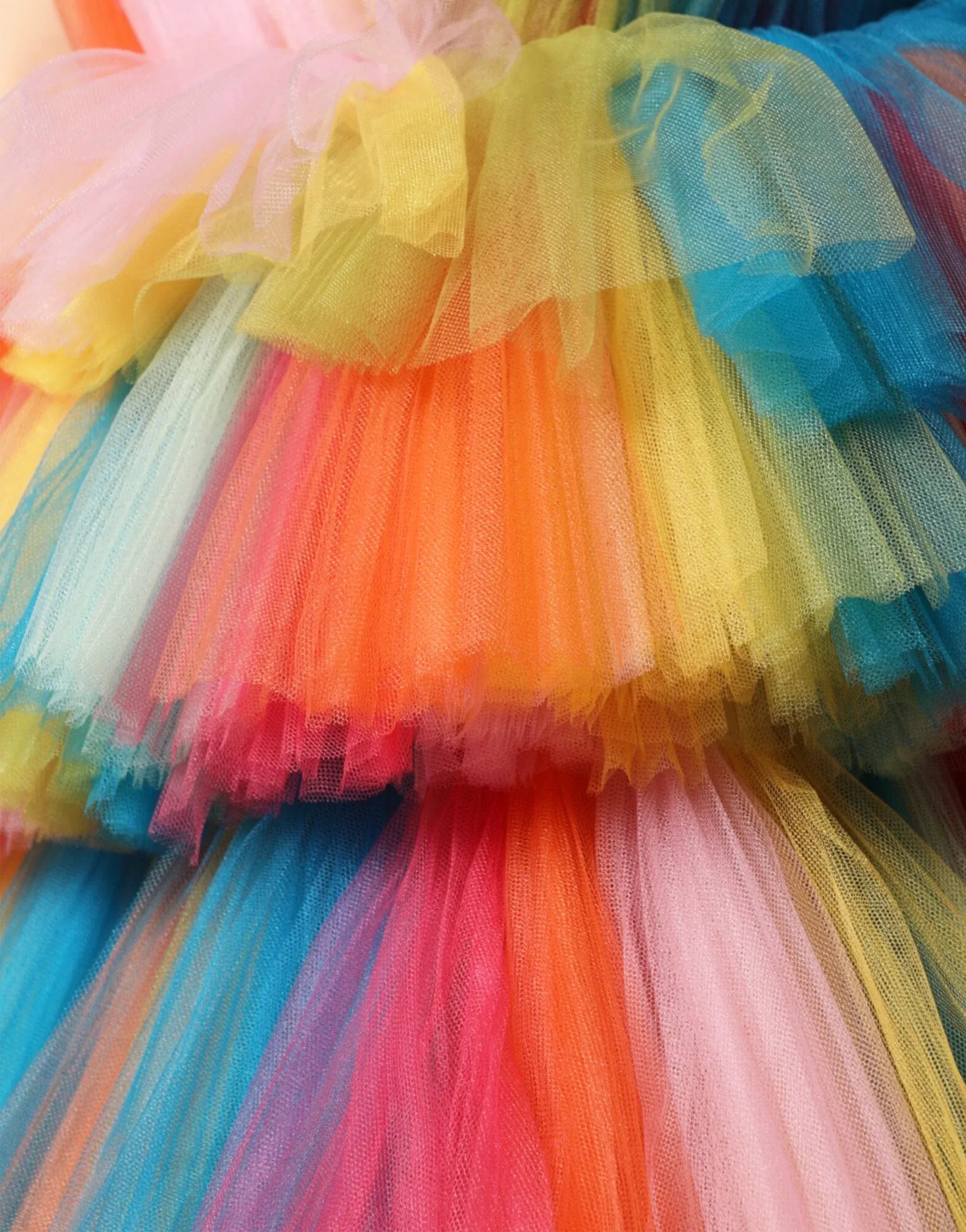 Dolce & Gabbana Multicolor Tiered Tulle Midi Dress