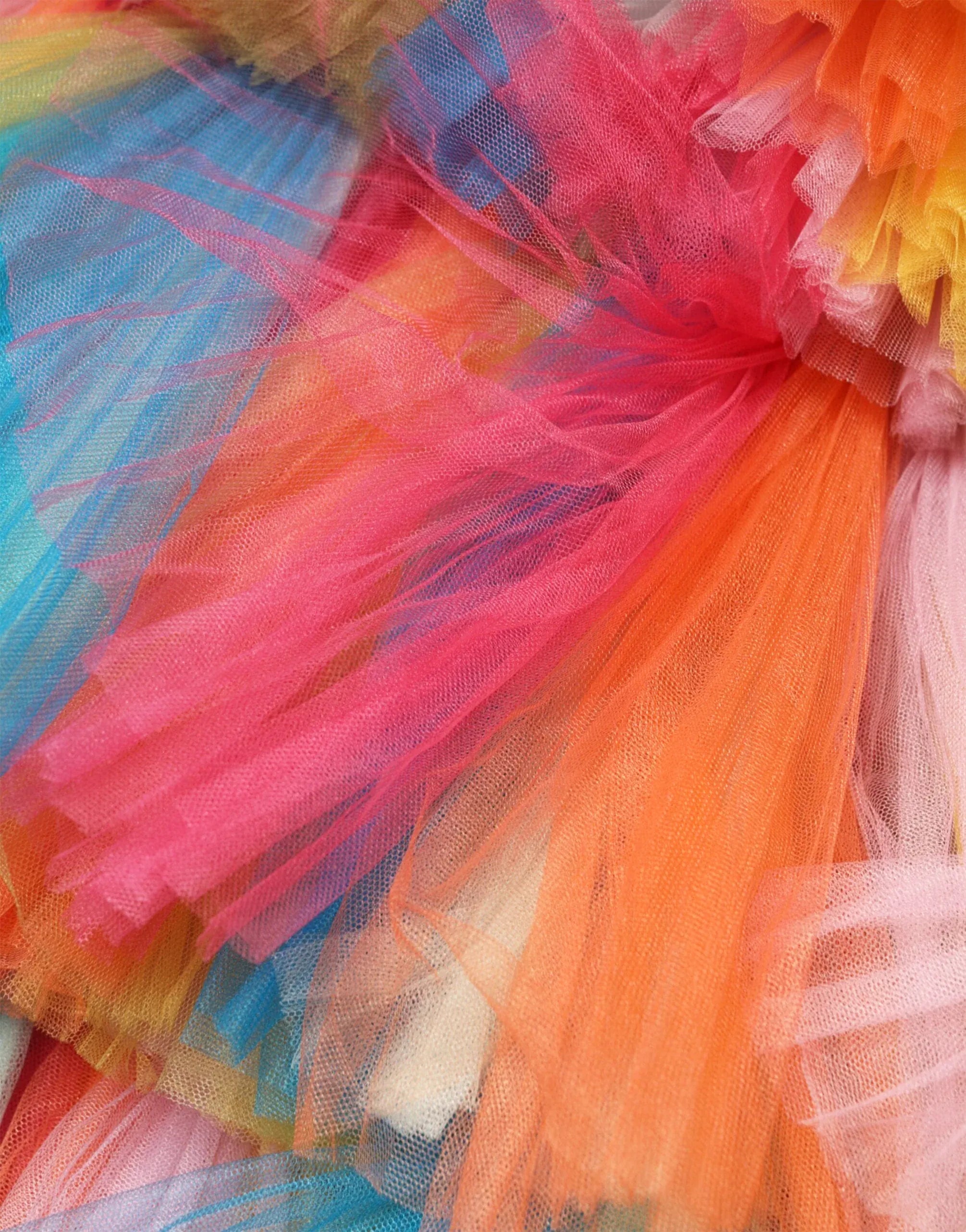 Dolce & Gabbana Multicolor Tiered Tulle Midi Dress