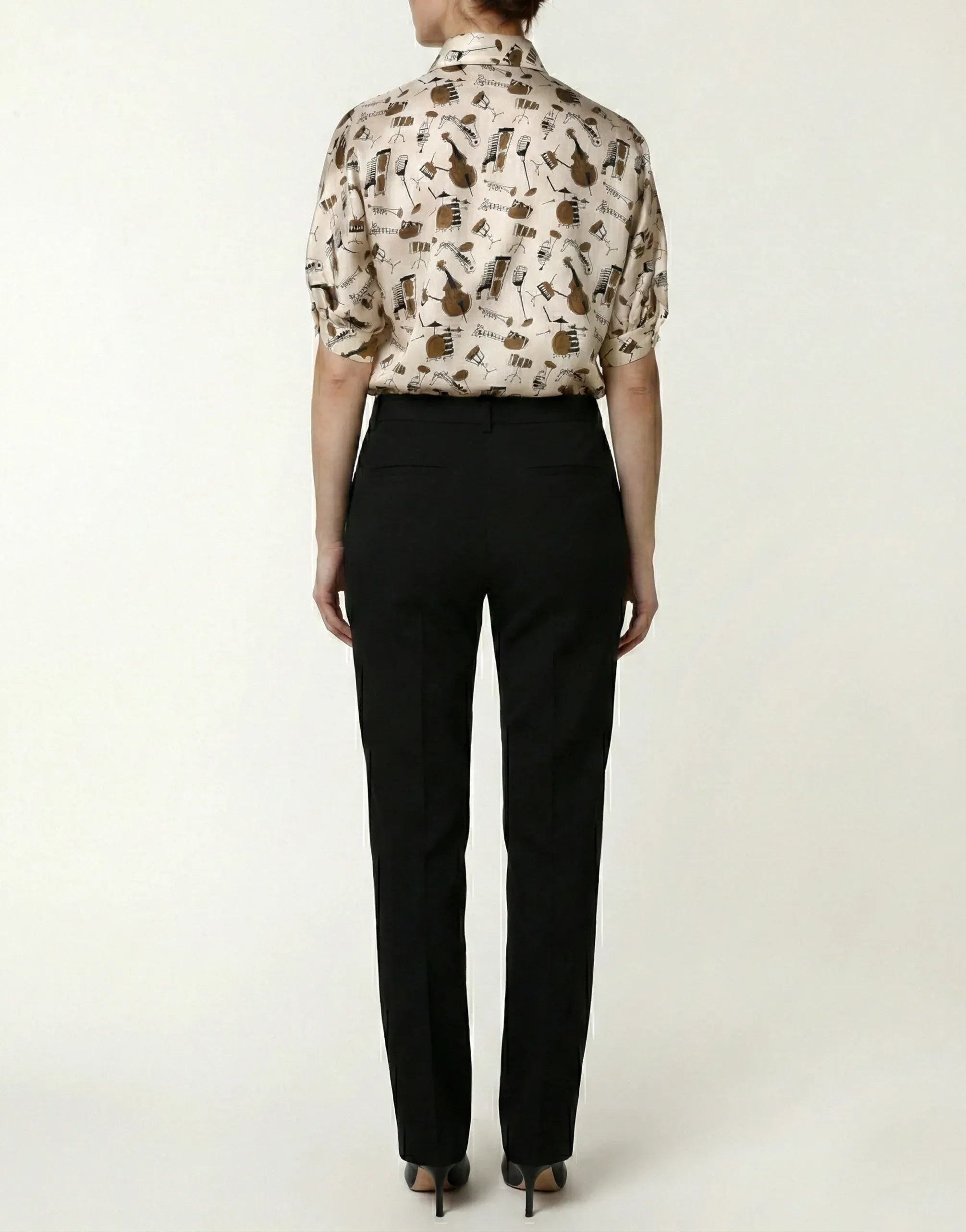 Dolce & Gabbana Musical Instrument Print Short-Sleeve Silk Shirt