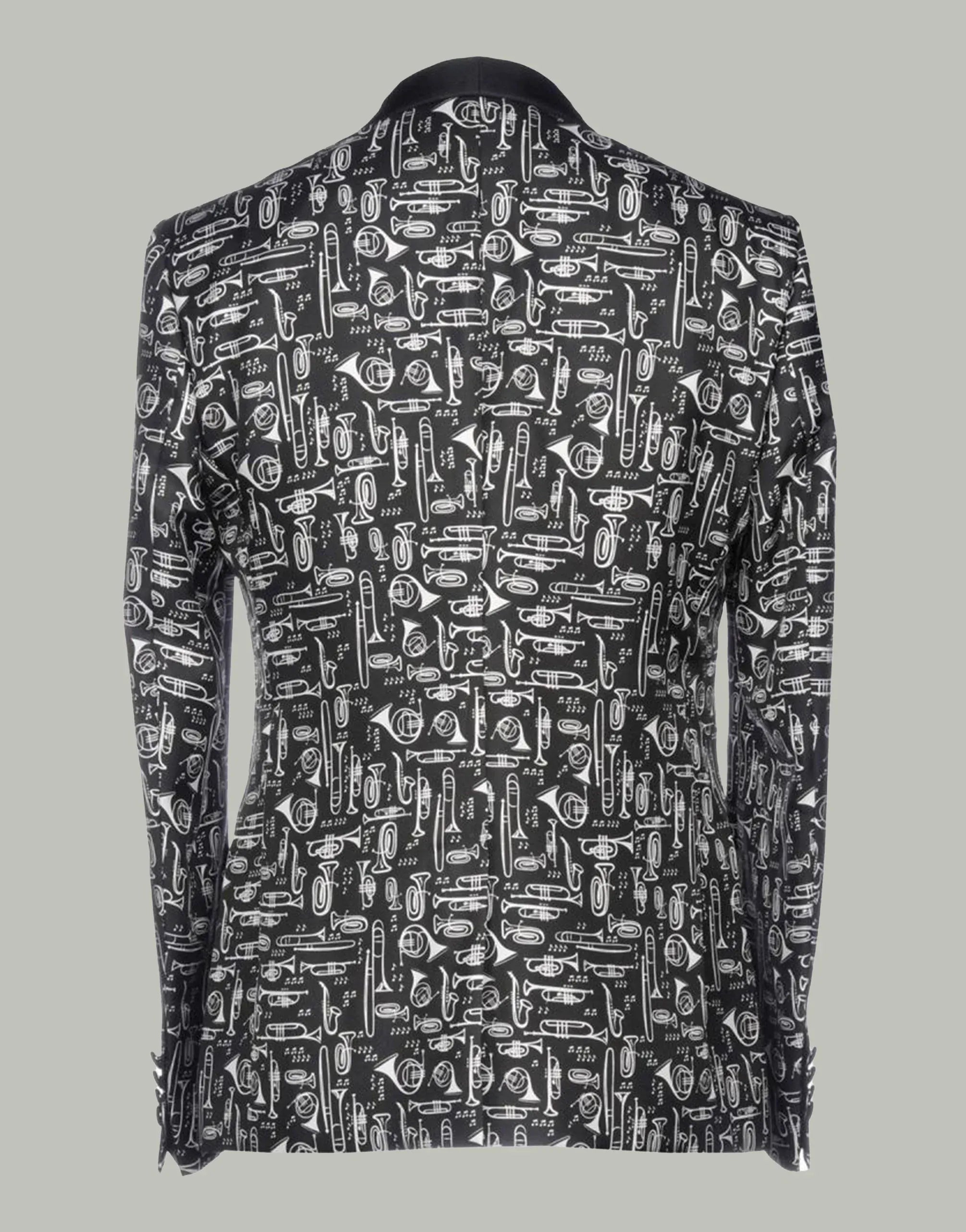 Dolce & Gabbana Musical Instrument Print Silk Single-Breasted Blazer