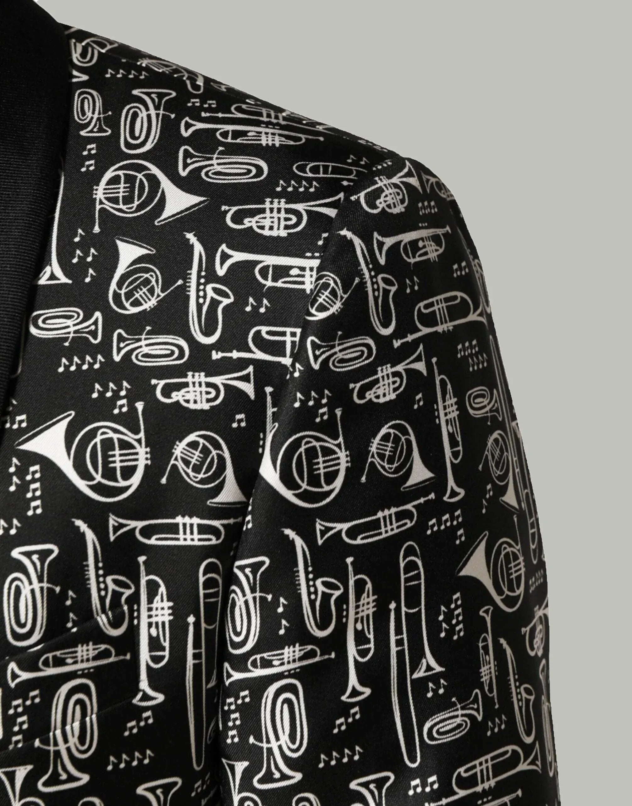 Dolce & Gabbana سترة بليزر حرير بطبعة آلات موسيقية بزر واحد