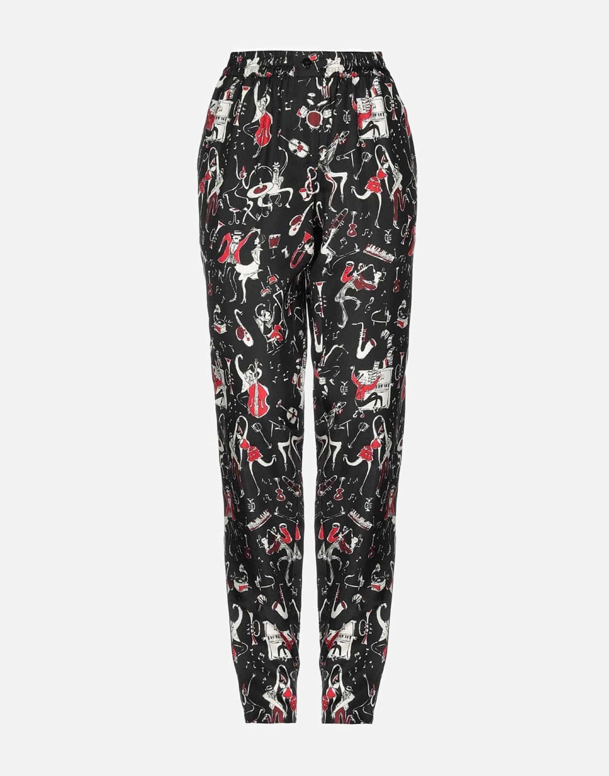 Dolce & Gabbana Musical-Print Silk Pants