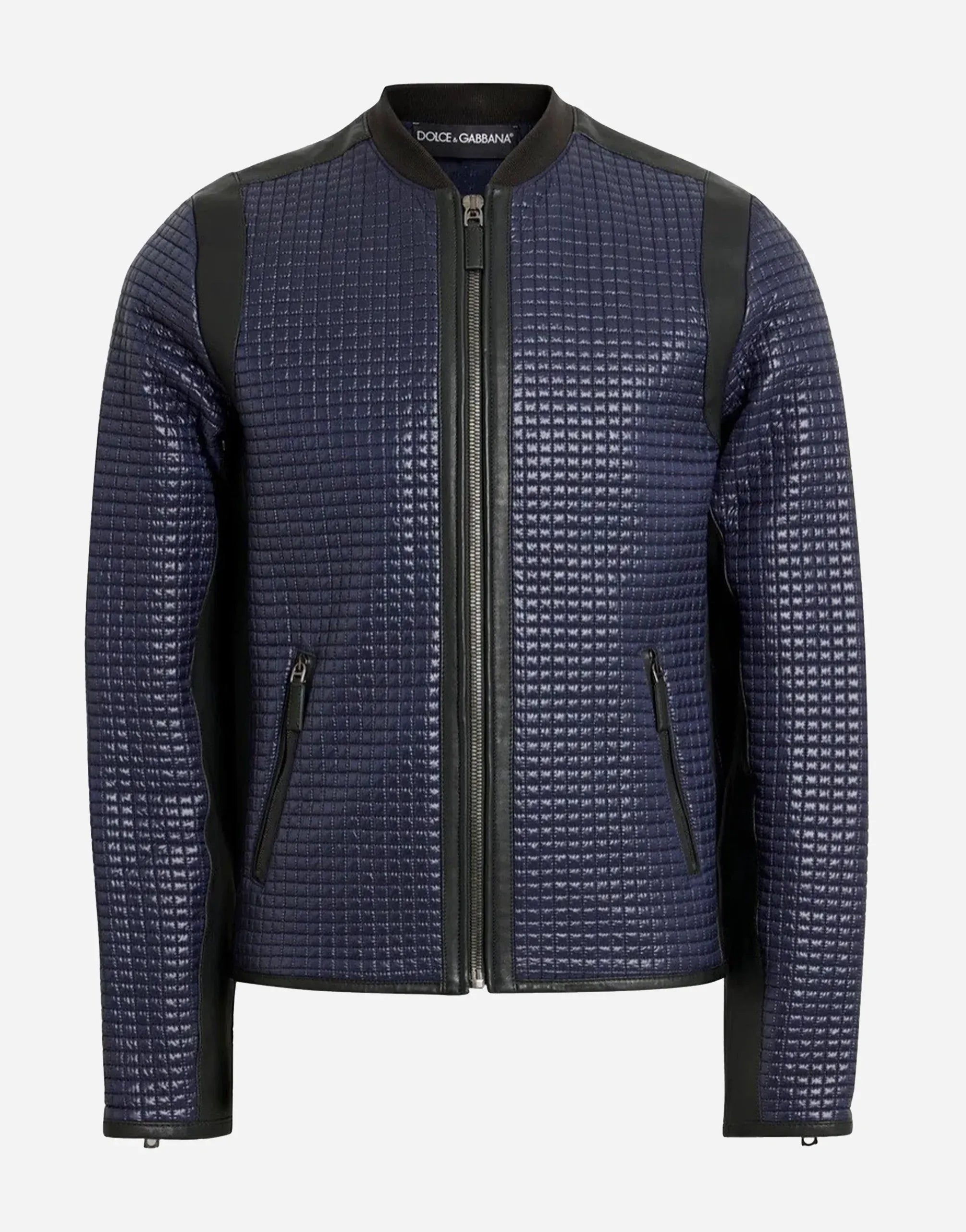 Dolce & Gabbana Nylon Leather Trim Bomber Jacket