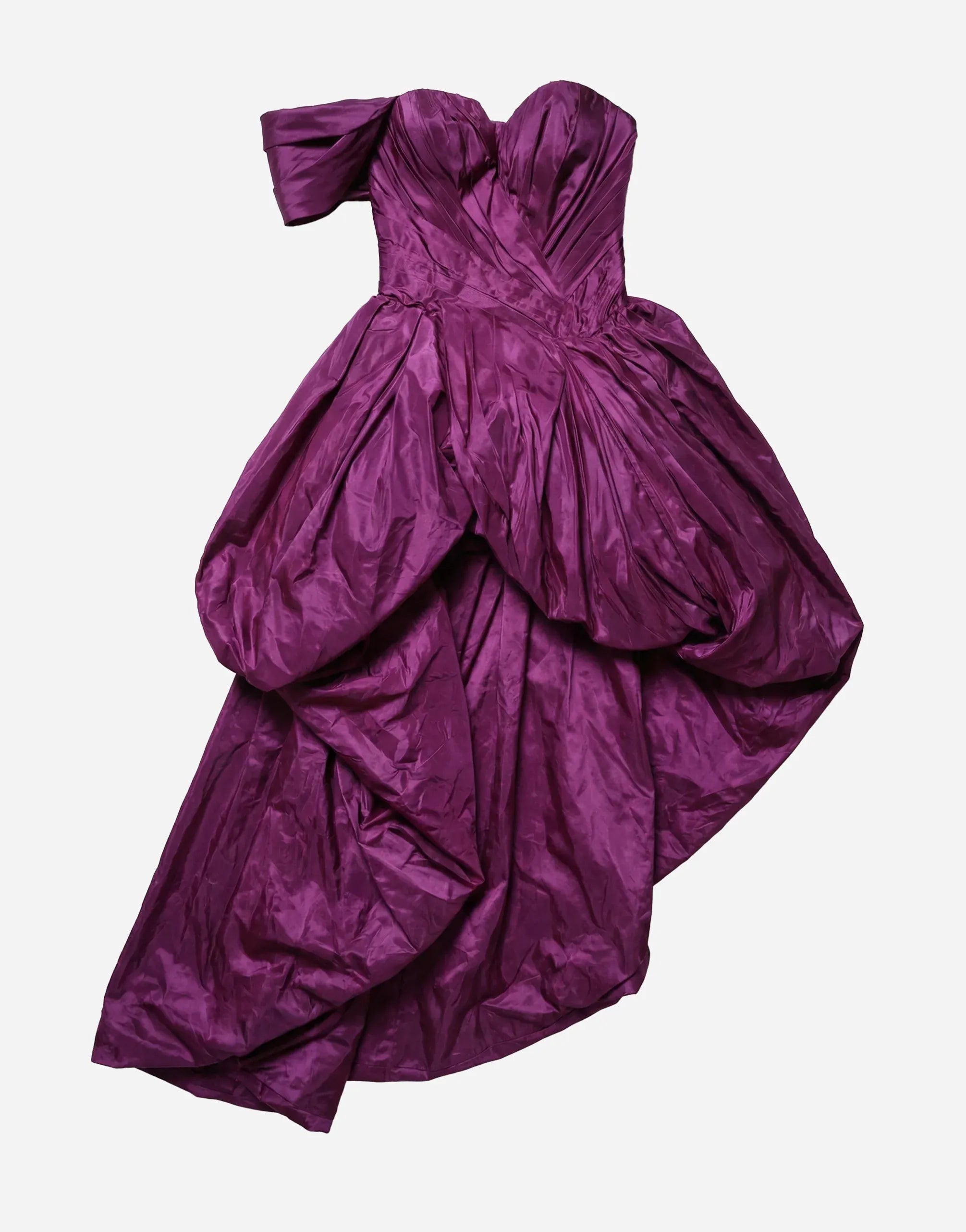 Dolce & Gabbana Off-Shoulder Silk Taffeta High-Low Ball Gown