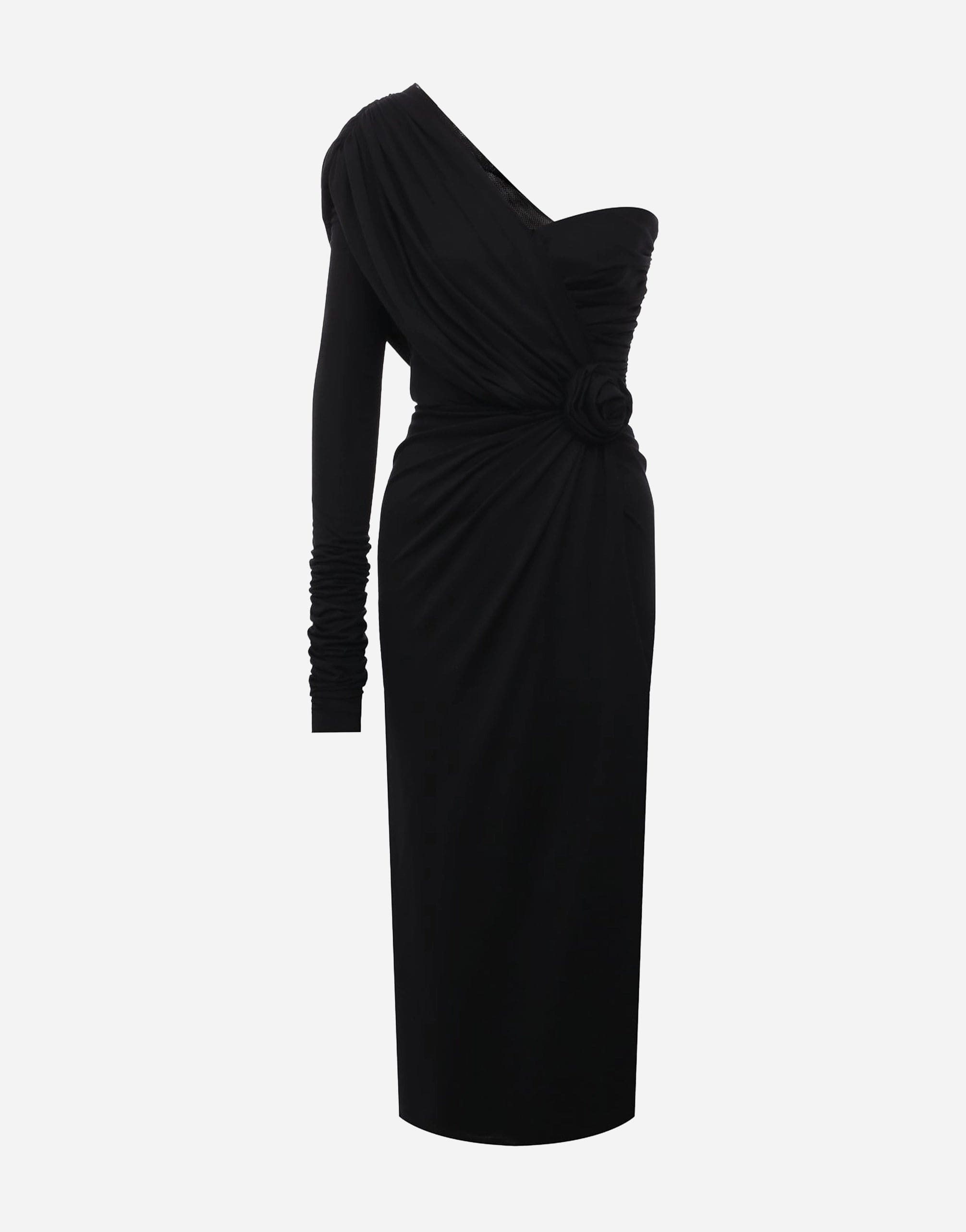 Dolce & Gabbana One Shoulder Draped Midi Dress