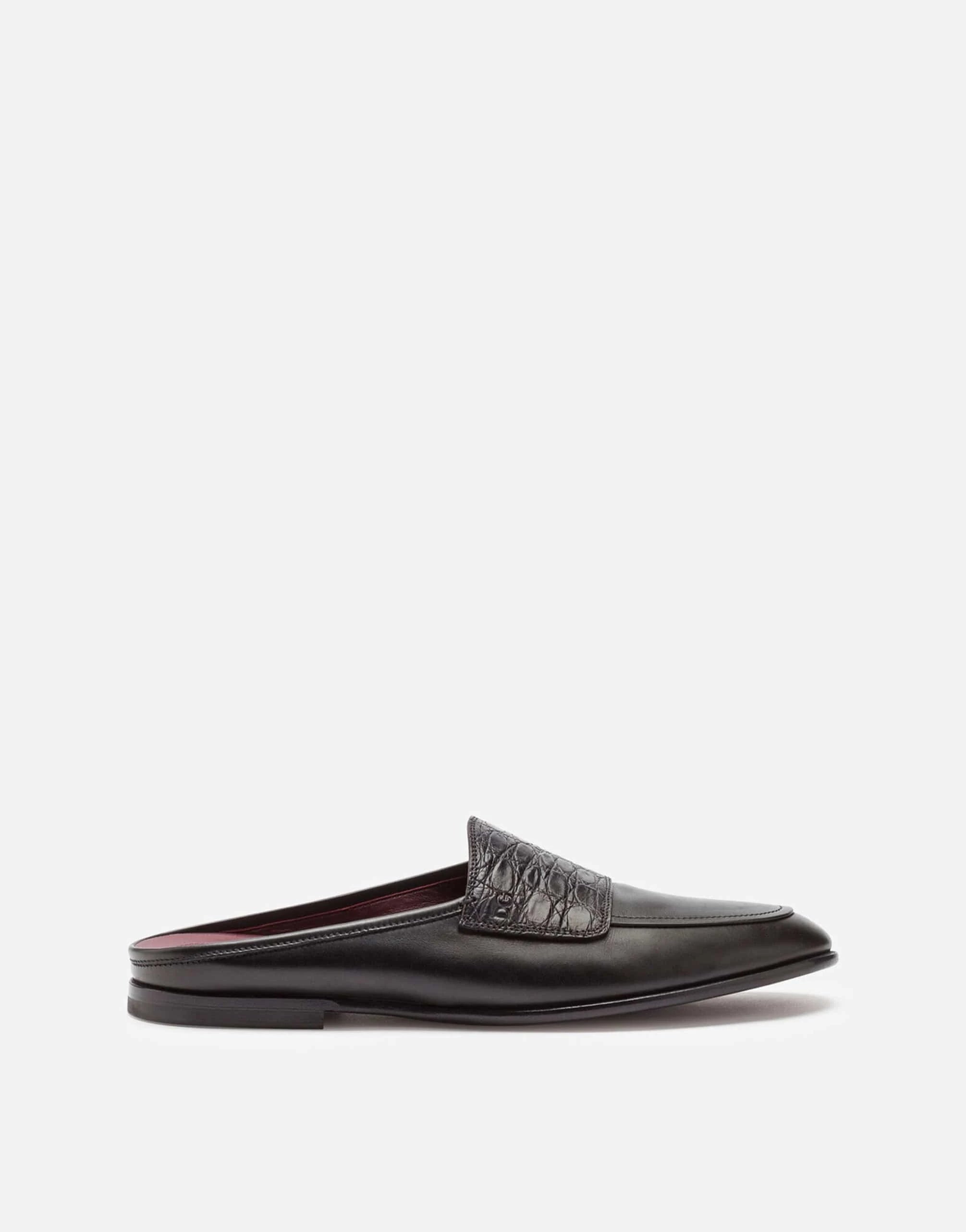 Dolce & Gabbana Open-Back Leather Slippers
