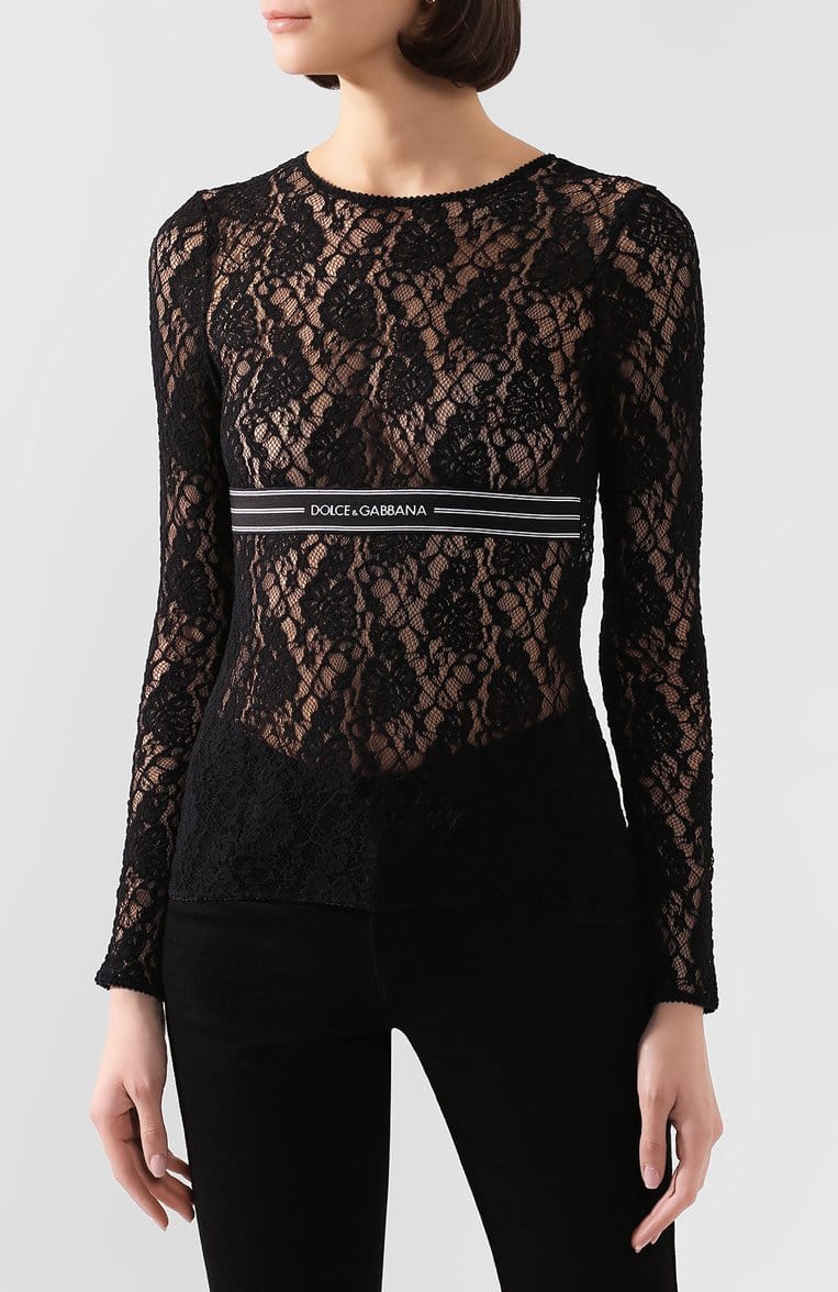 Dolce & Gabbana Openwork Lace Long Sleeve Top