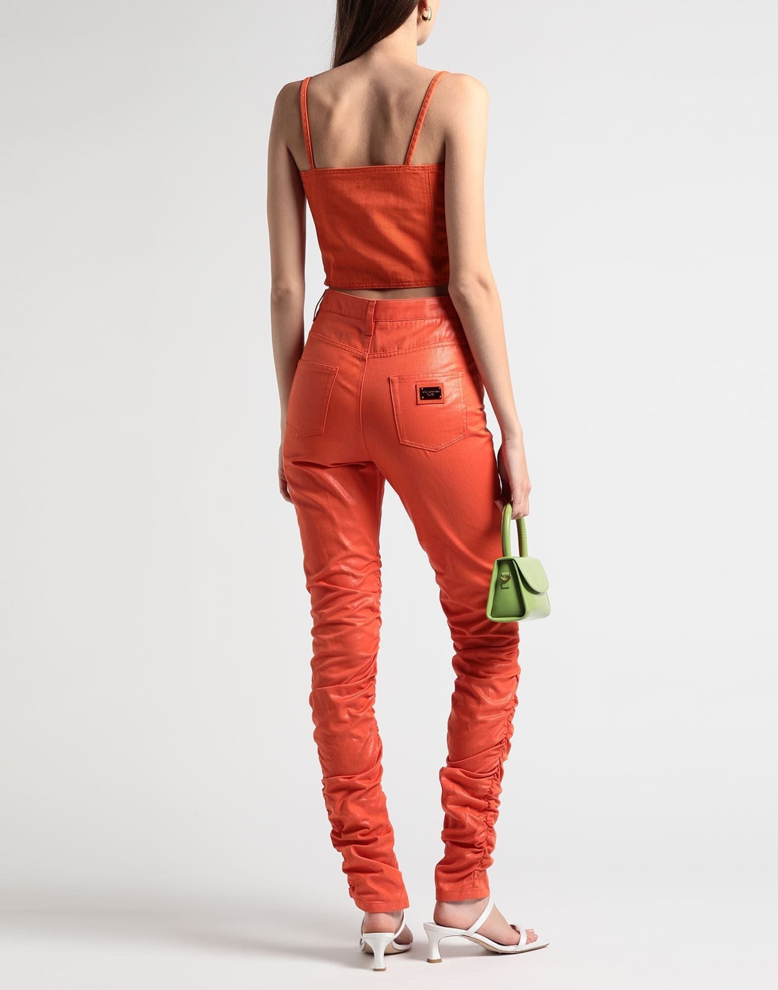 Dolce & Gabbana Orange Coated-Cotton Trousers