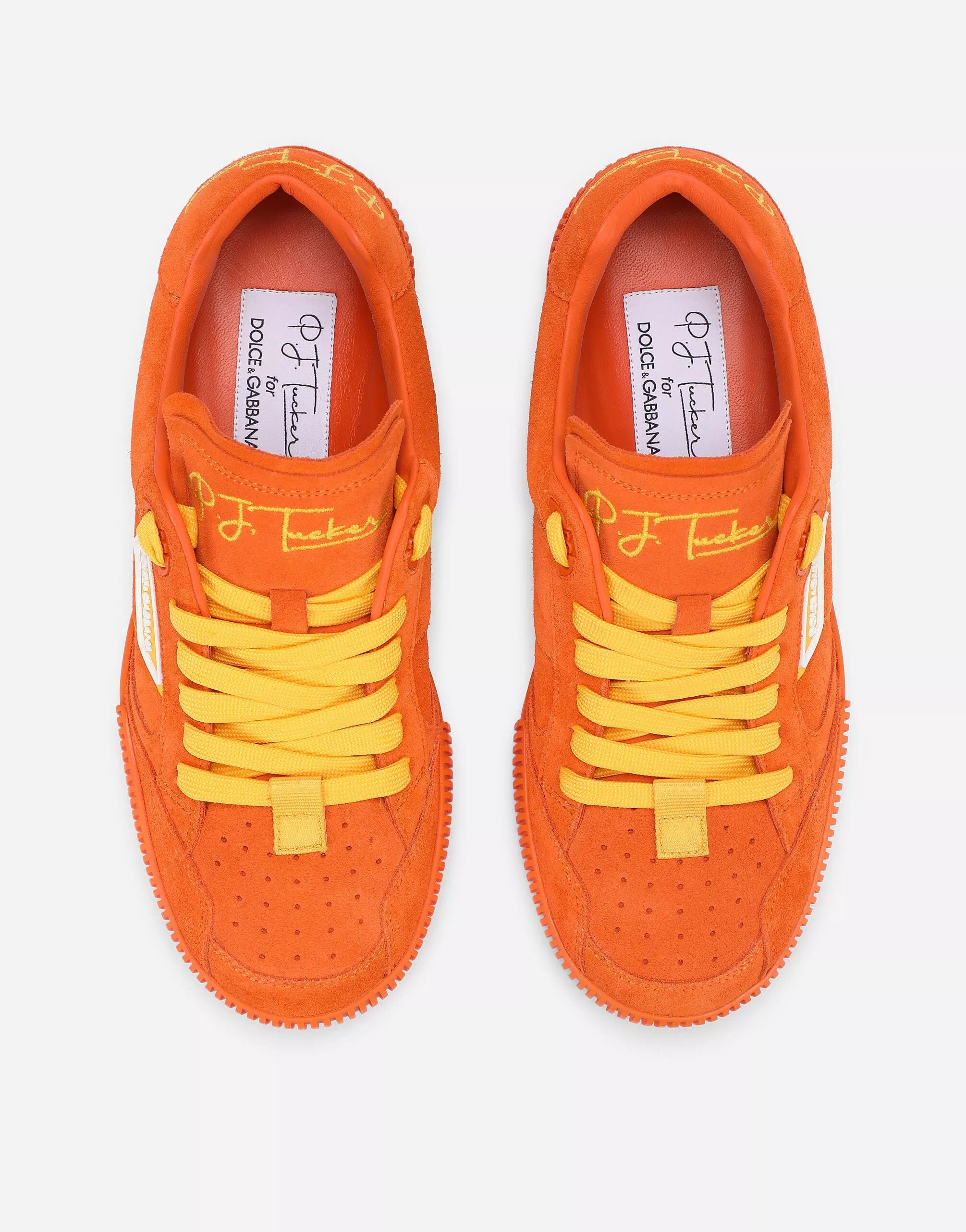 Dolce & Gabbana Orange Leather P.j. Tucker Sneakers Shoes