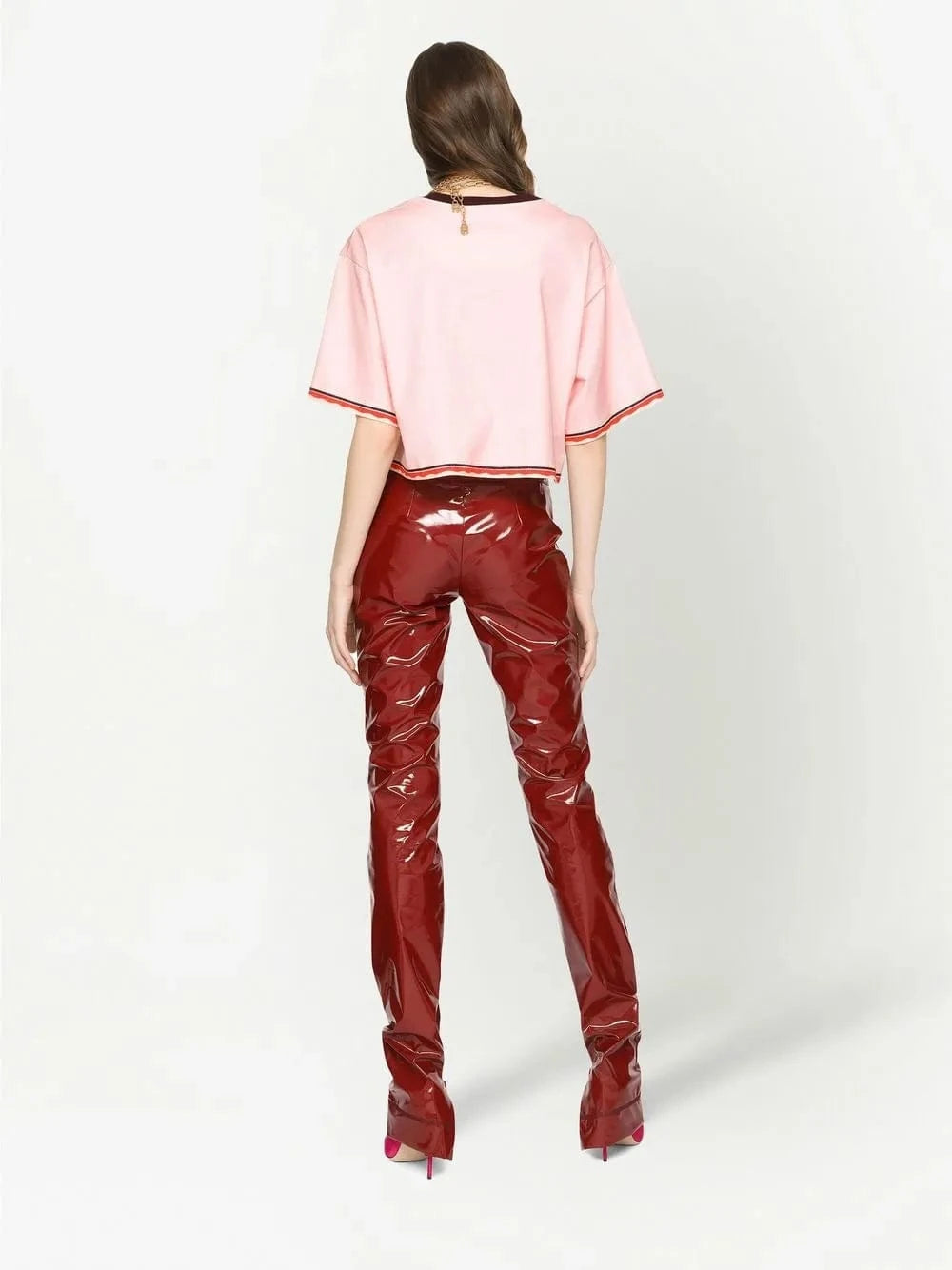 Dolce & Gabbana Orange-Print Cropped T-Shirt