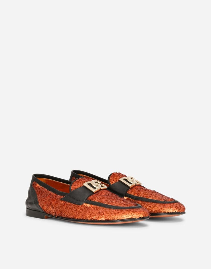 Dolce & Gabbana Orange Sequined Ariosto Slippers