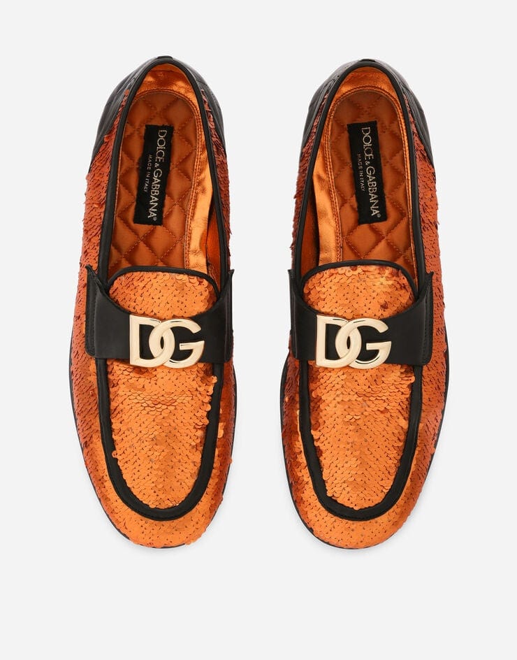 Dolce & Gabbana Orange Sequined Ariosto Slippers