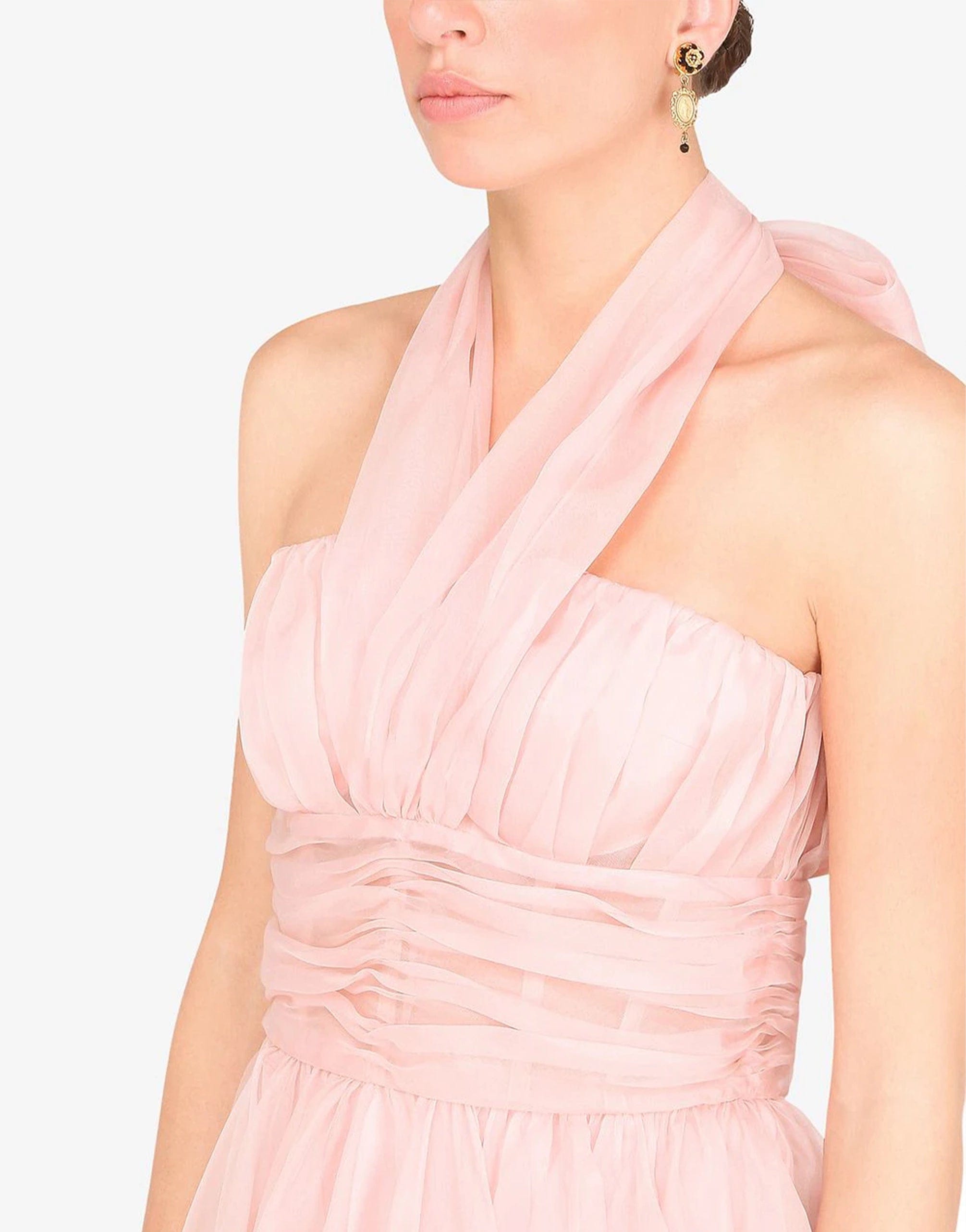 Dolce & Gabbana Organza Calf-length Dress With Halter Neck