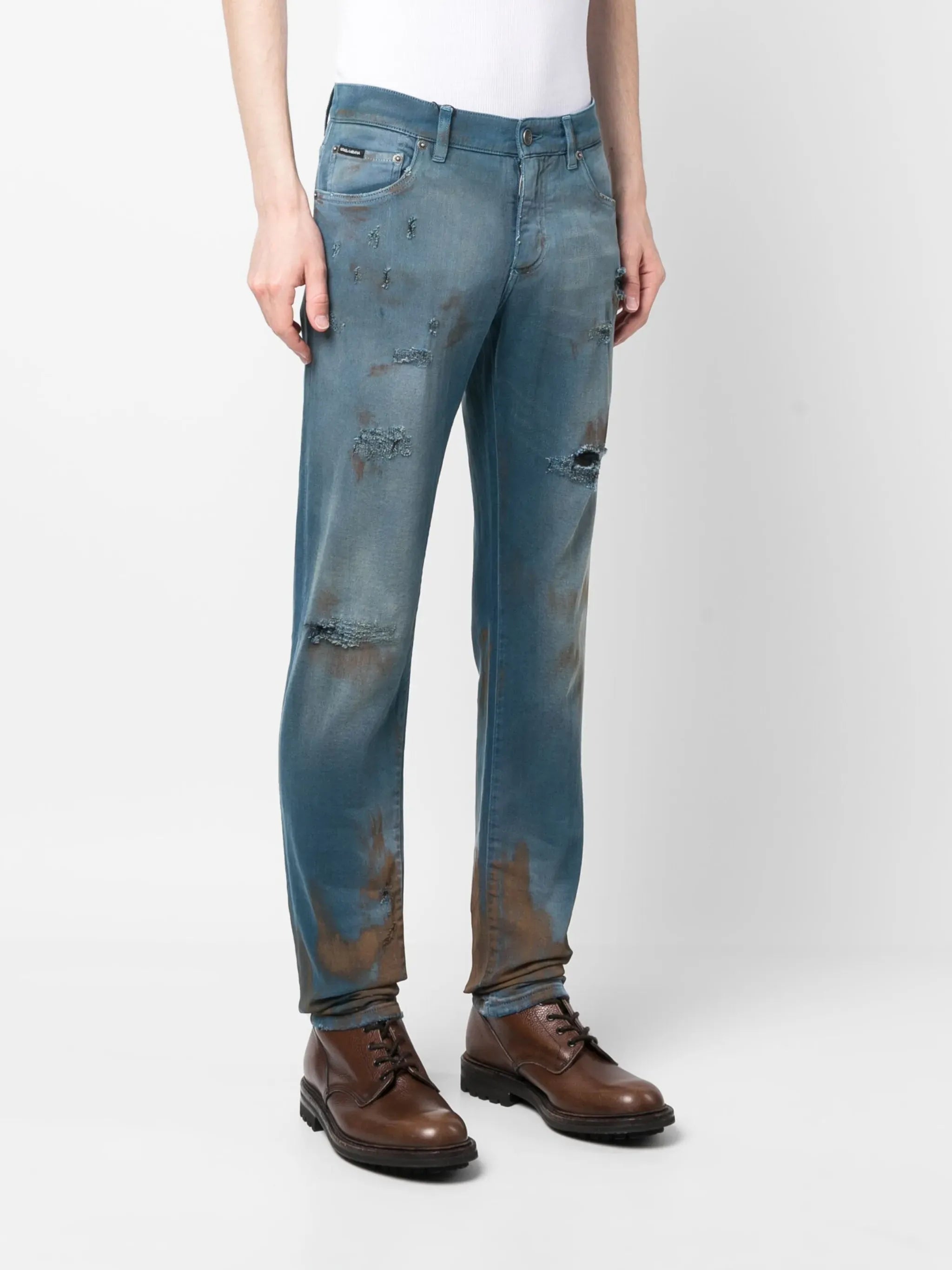 Dolce & Gabbana Dolce & Gabbana Overdyed Stretch Denim Skinny Jeans