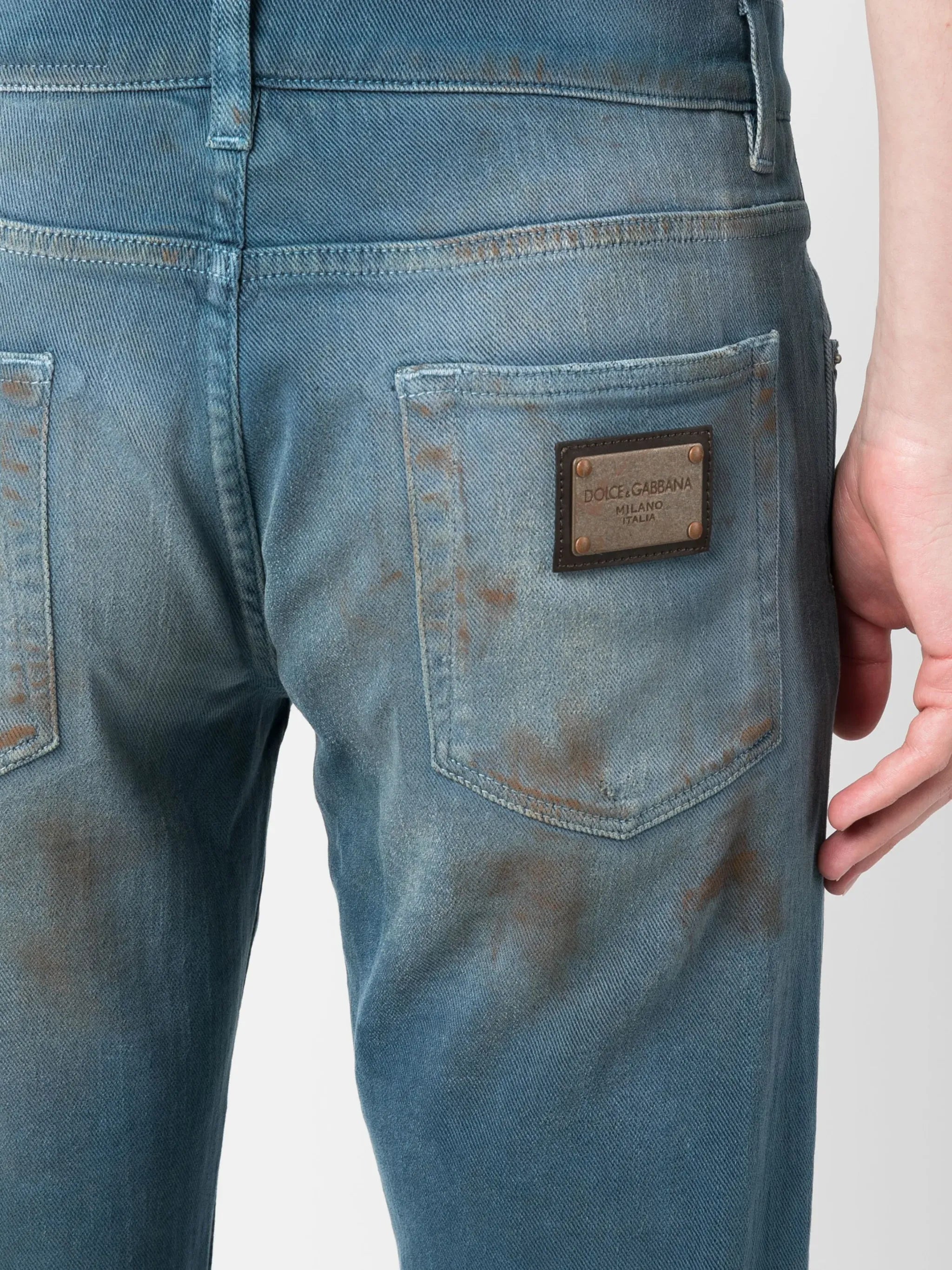 Dolce & Gabbana Dolce & Gabbana Overdyed Stretch Denim Skinny Jeans