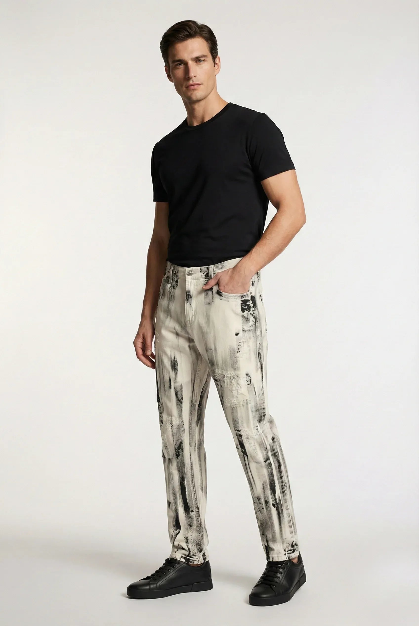 Paint-Effect Loose-Fit Jeans - alternate view