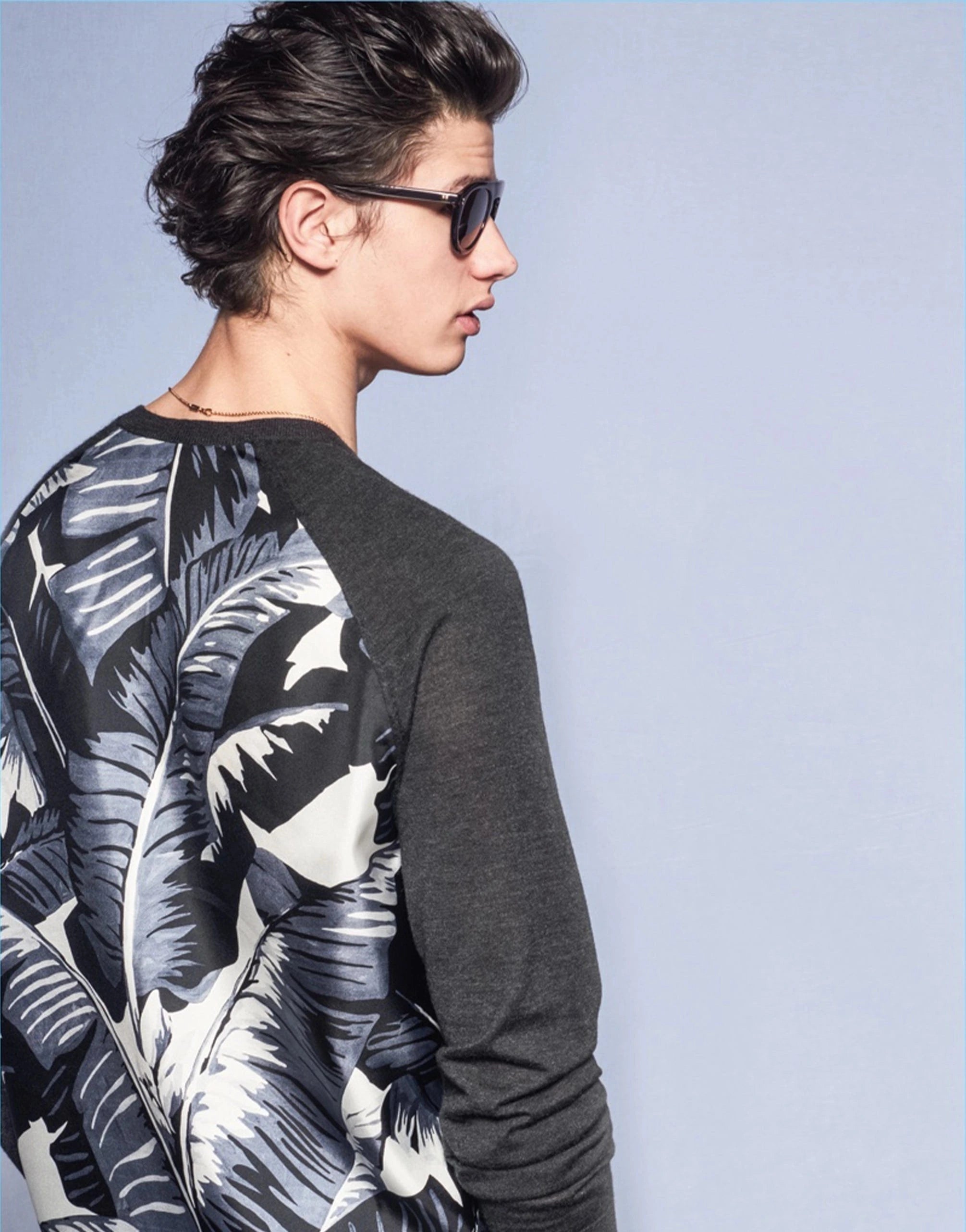 Dolce & Gabbana Palm-Leaves Print Cashmere Blend Sweater