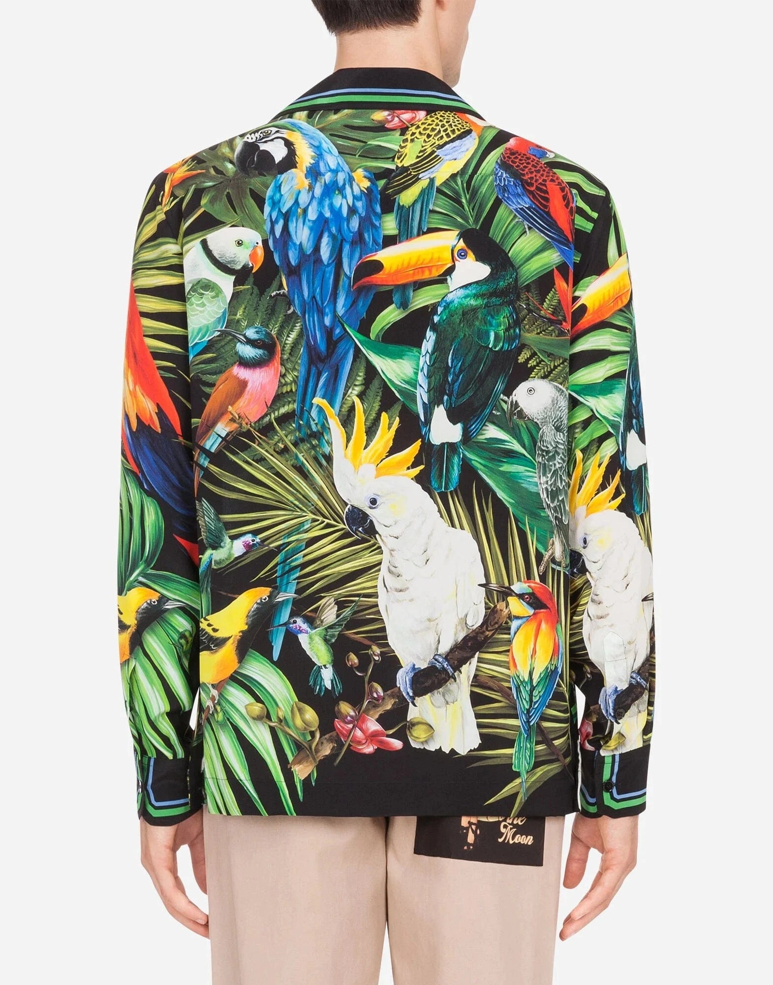 Dolce & Gabbana Parrot-Print Silk Hawaii Shirt