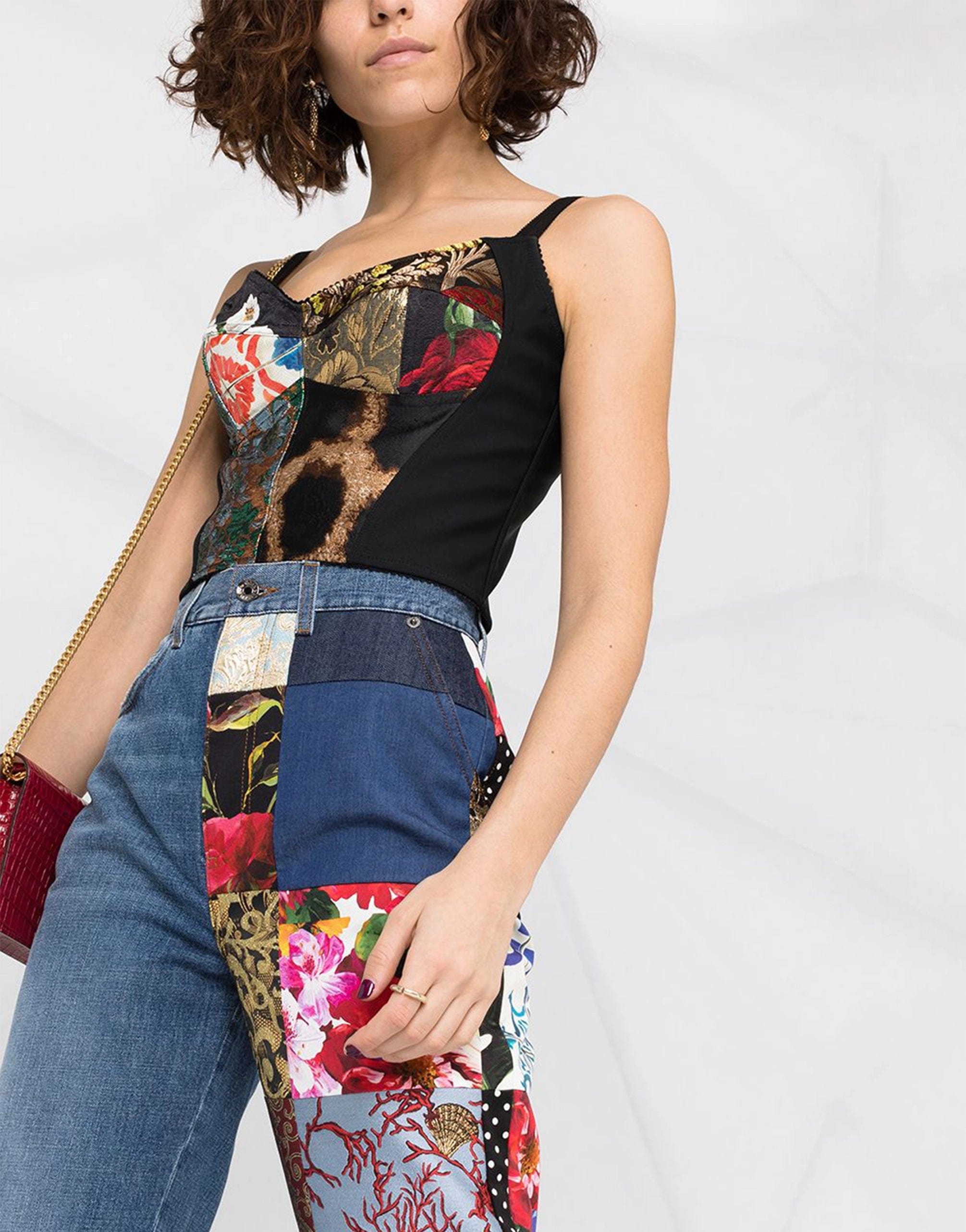 Dolce & Gabbana Patchwork Bustier Top